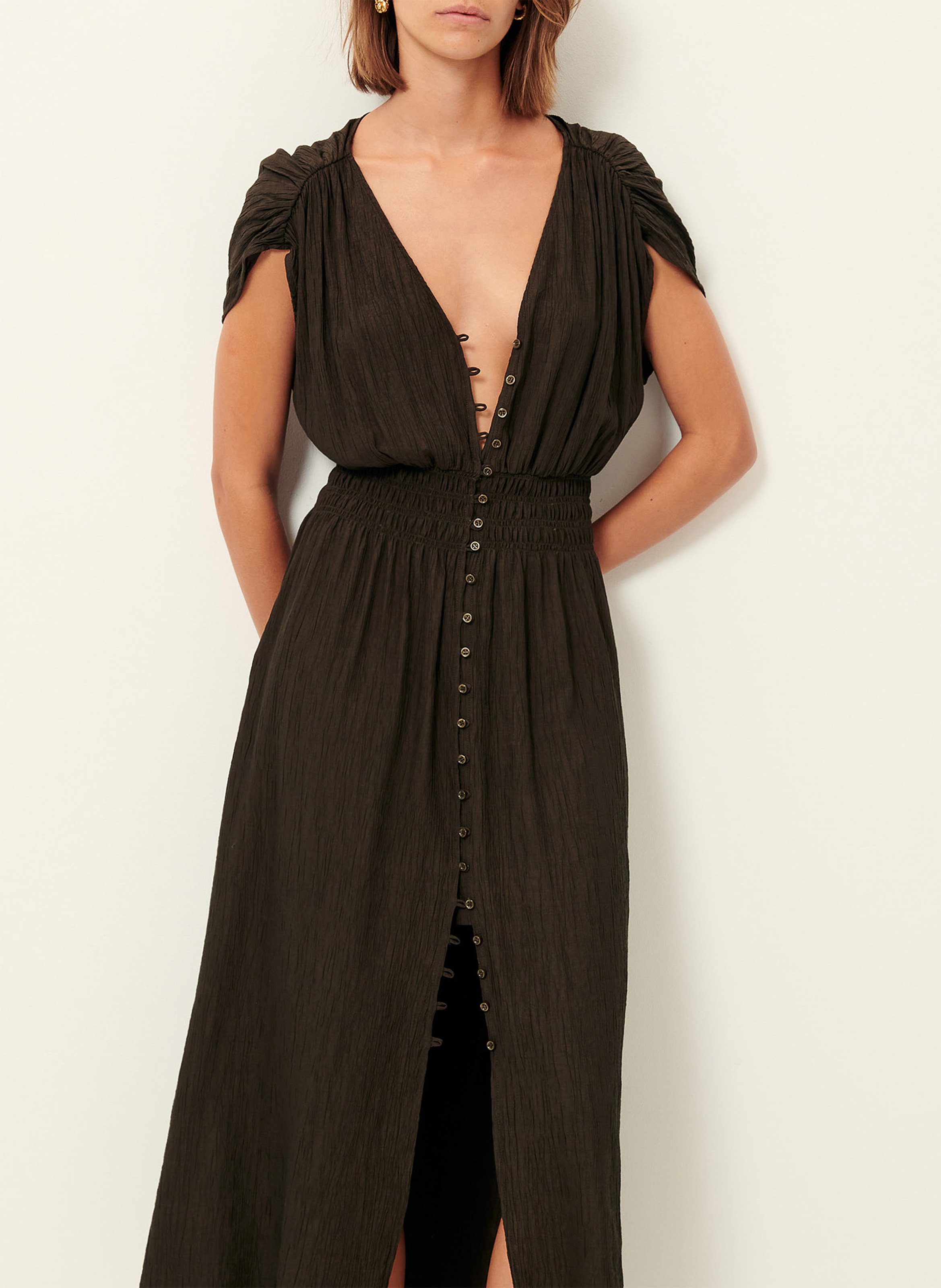 Robe chemise droite galiane SESSUN Marron