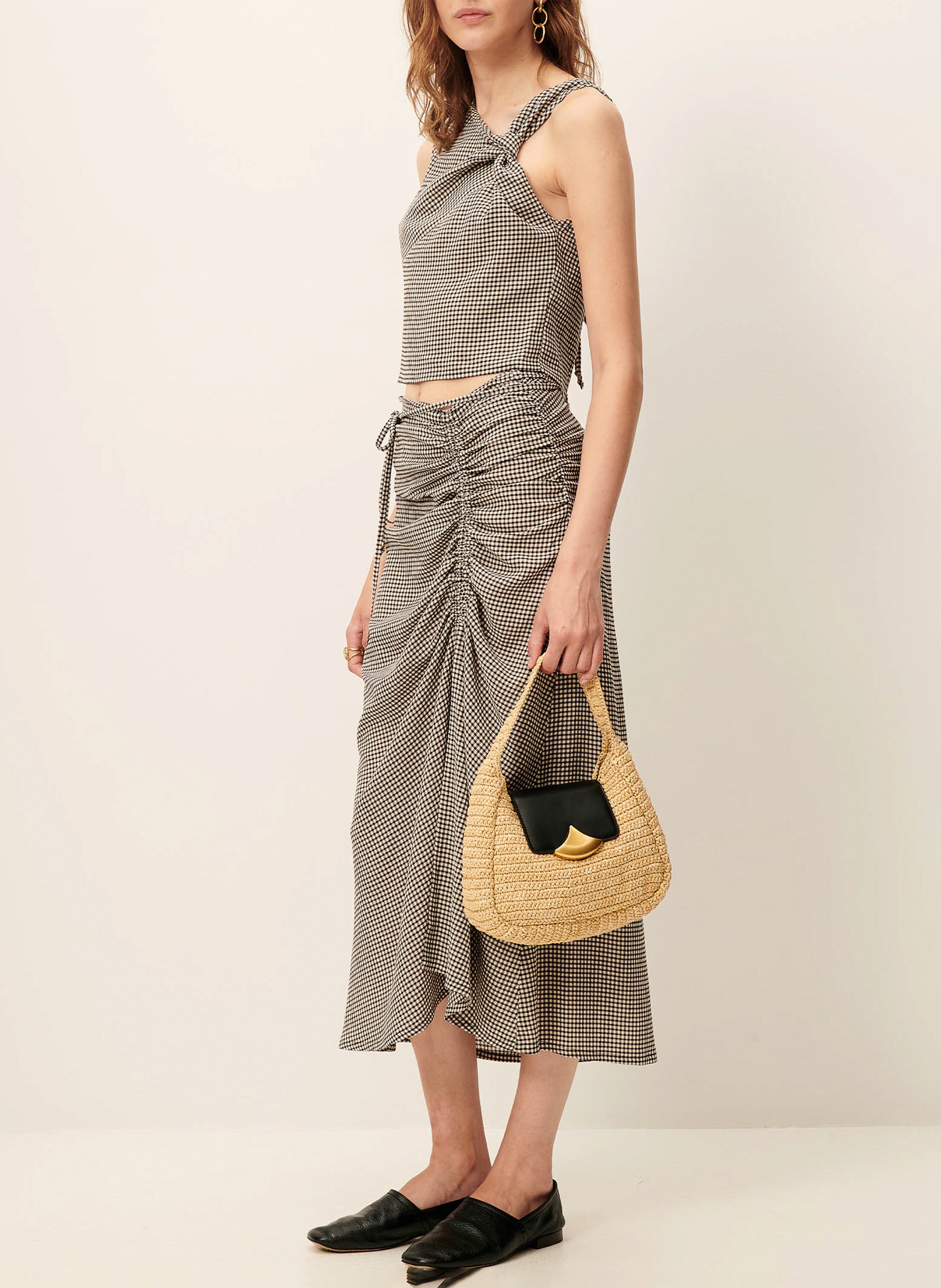 Top droit col asymétrique imprimé luma SESSUN Gris