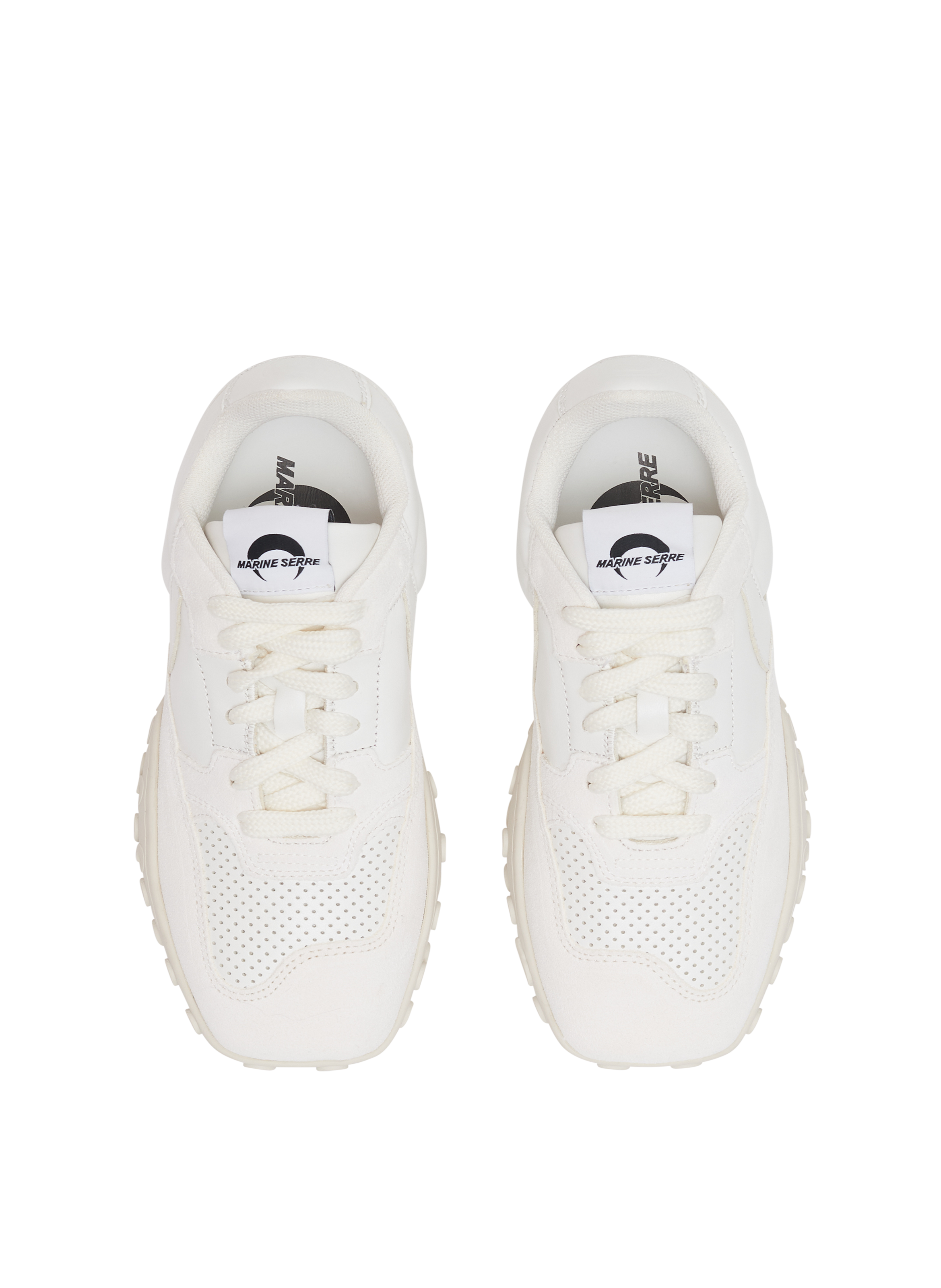 Baskets à bout carré en cuir ms rise MARINE SERRE Blanc