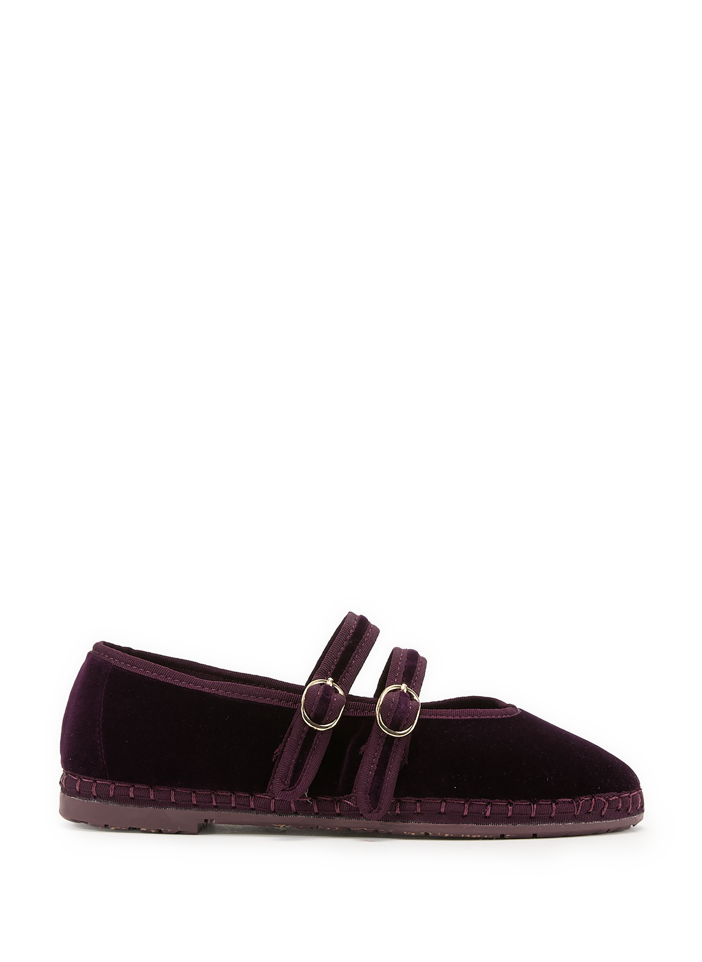 Double strap ballet flats in mixed cotton FLABELUS Purple