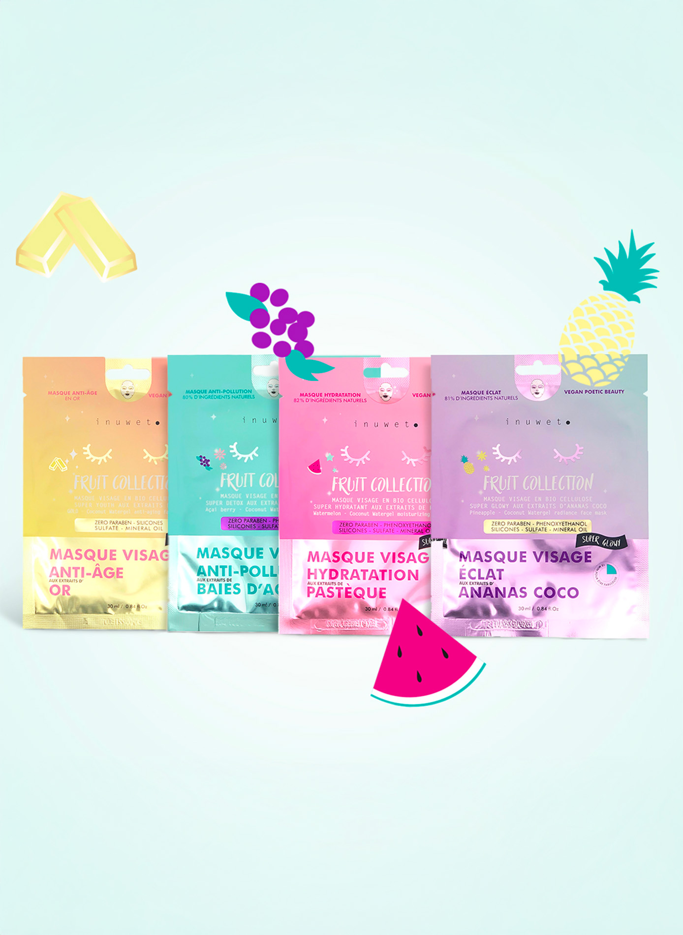 Masque visage anti-pollution baies d'açai INUWET No color