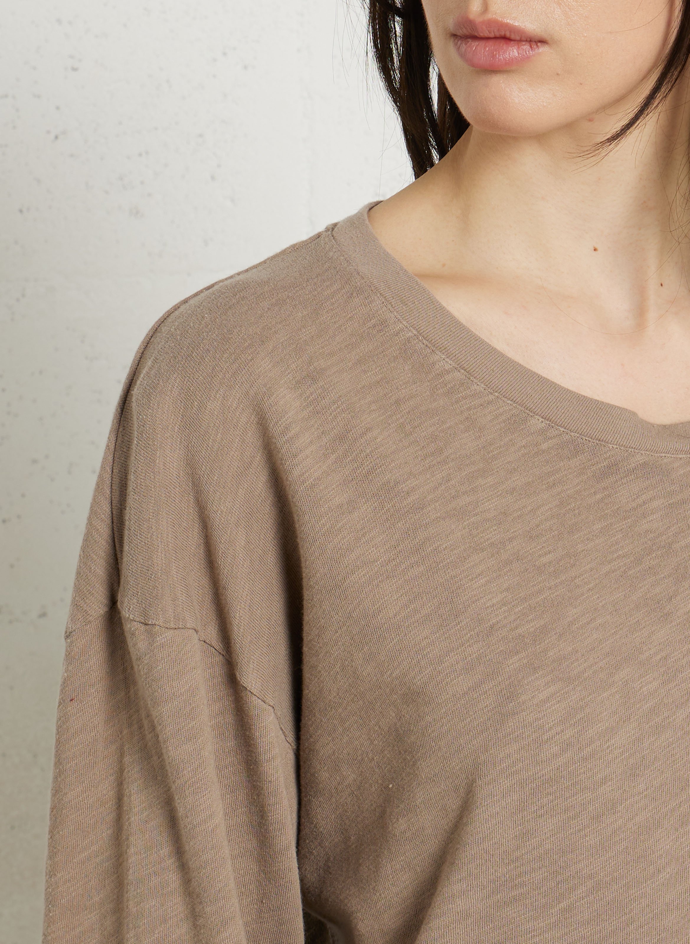 Tee-shirt droit col rond en coton sonoma Beige