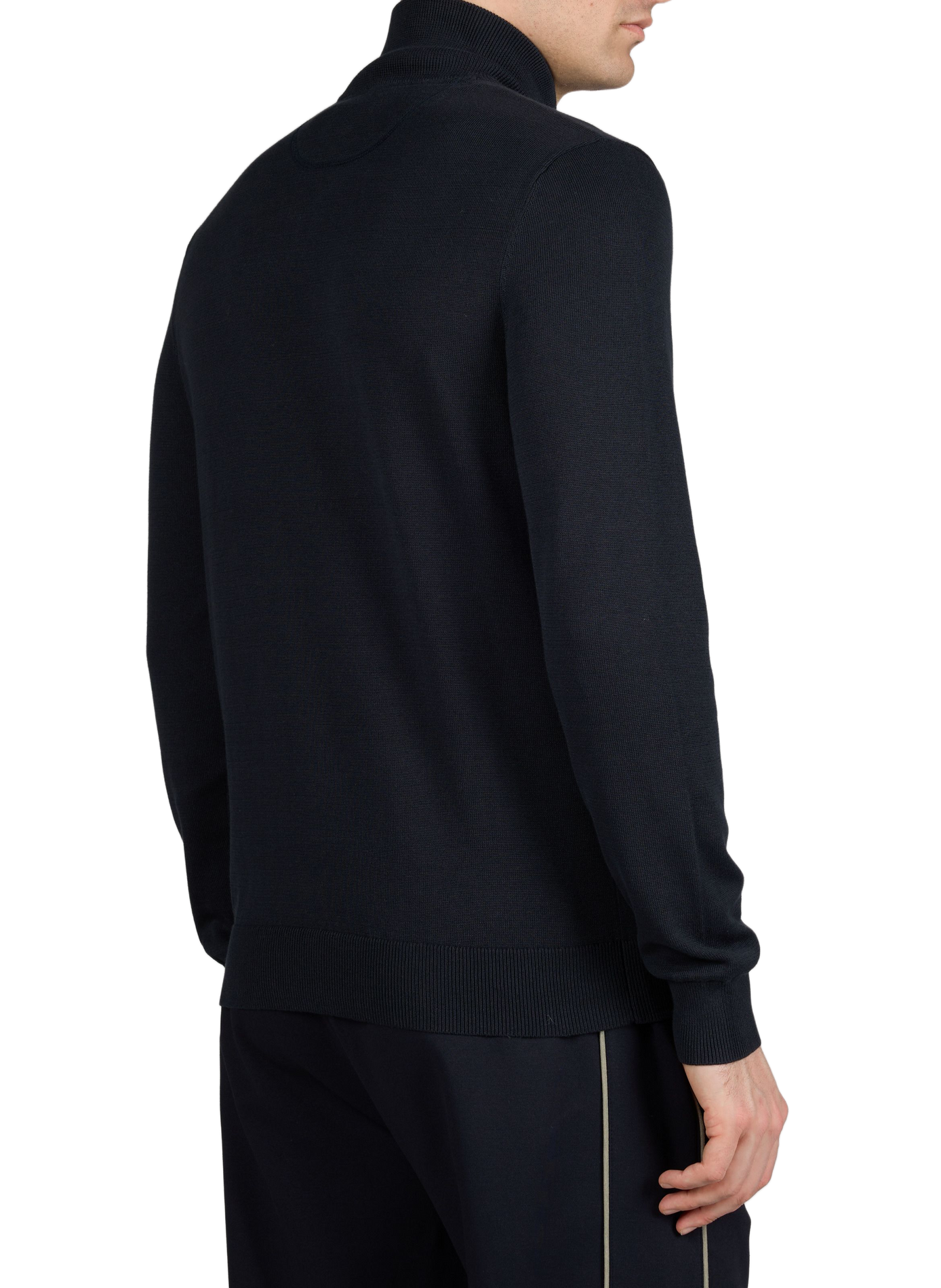 Straight fit high-neck zip-up cotton sweater EDEN PARK Blue