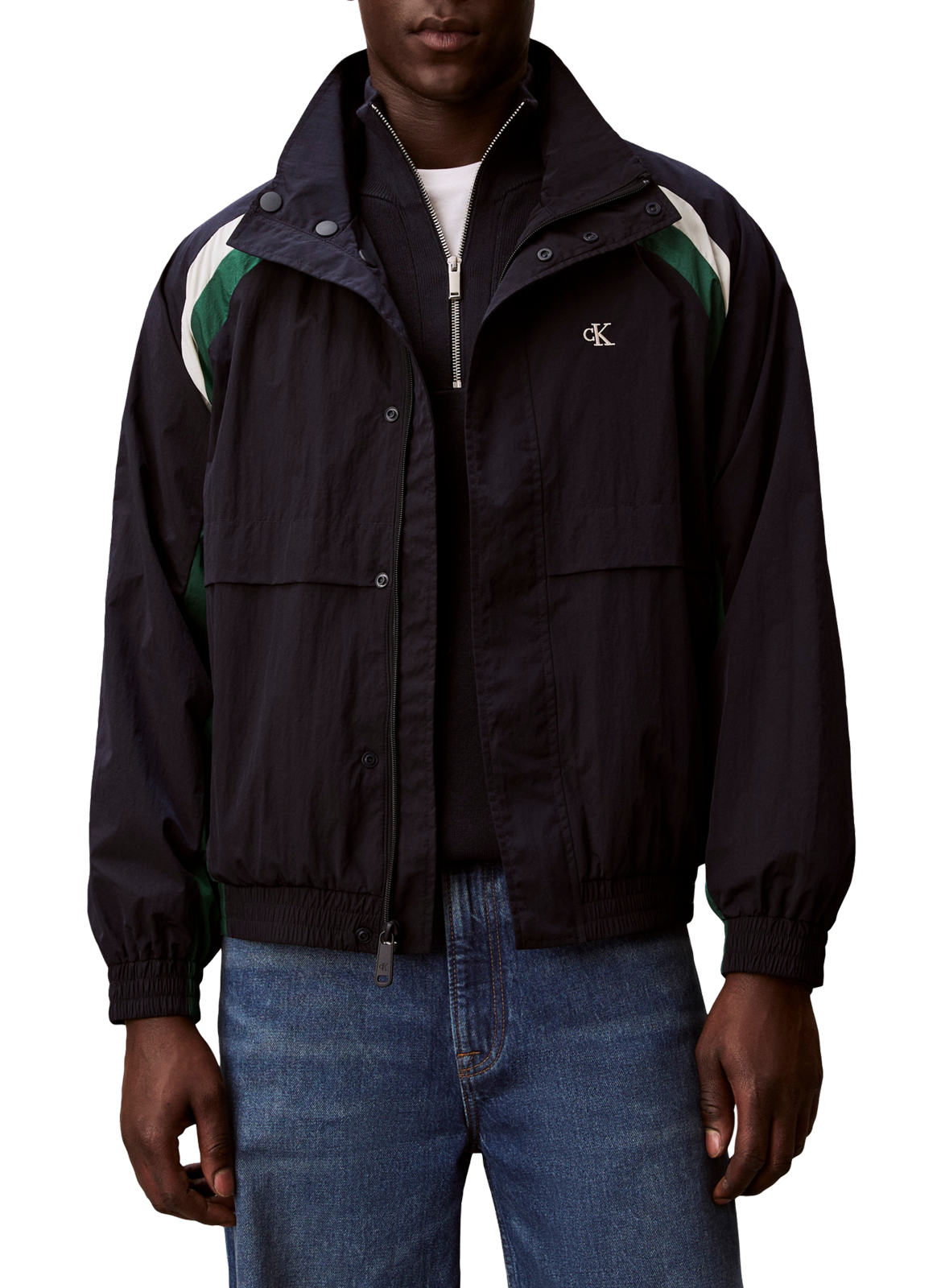 Jacket with high collar and stripes CALVIN KLEIN Multicolour