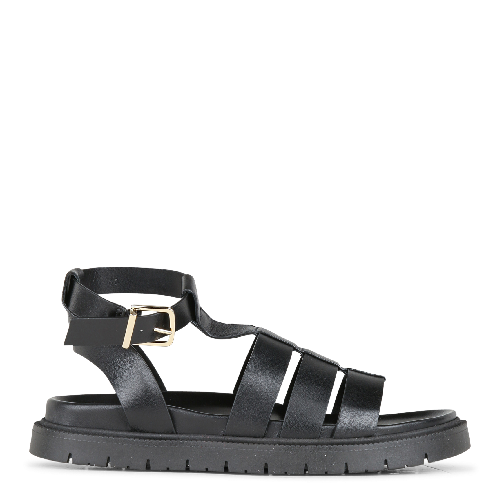 Sandales plates en cuir nellie BOBBIES Noir