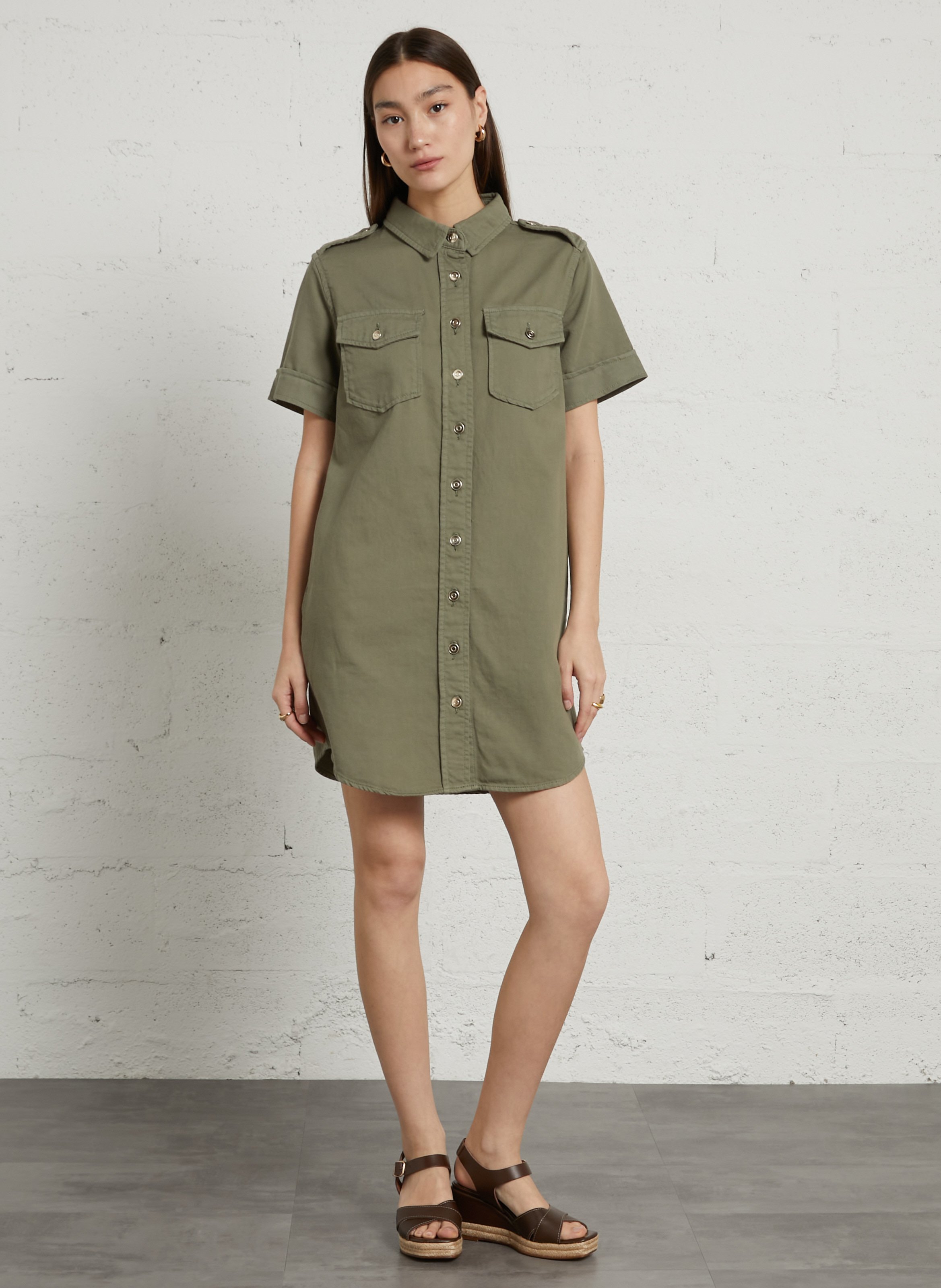 Robe midi col classique betsy MAISON 123 Vert