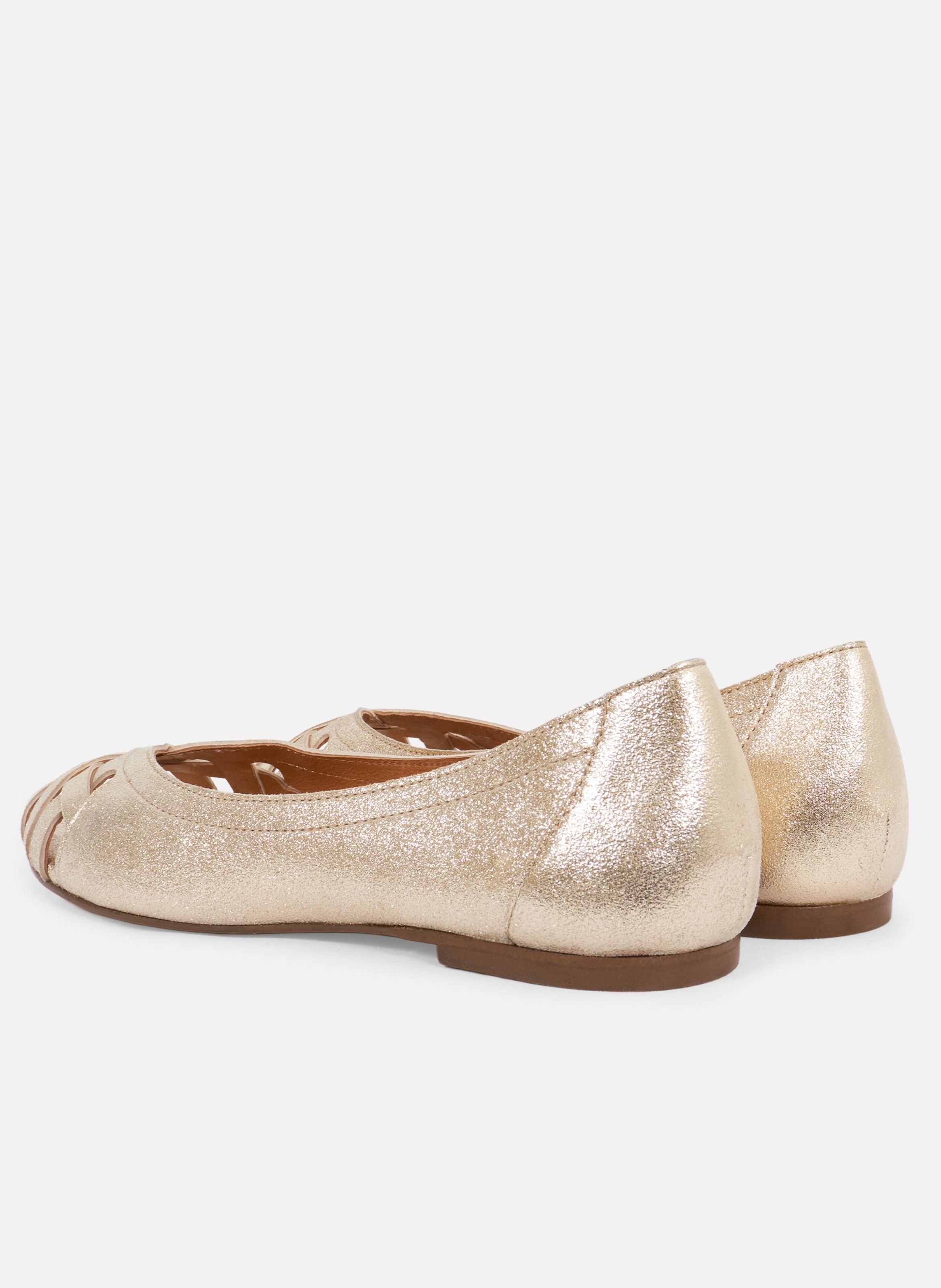 Ballerines brides manon cuir métallisé JULES & JENN Doré