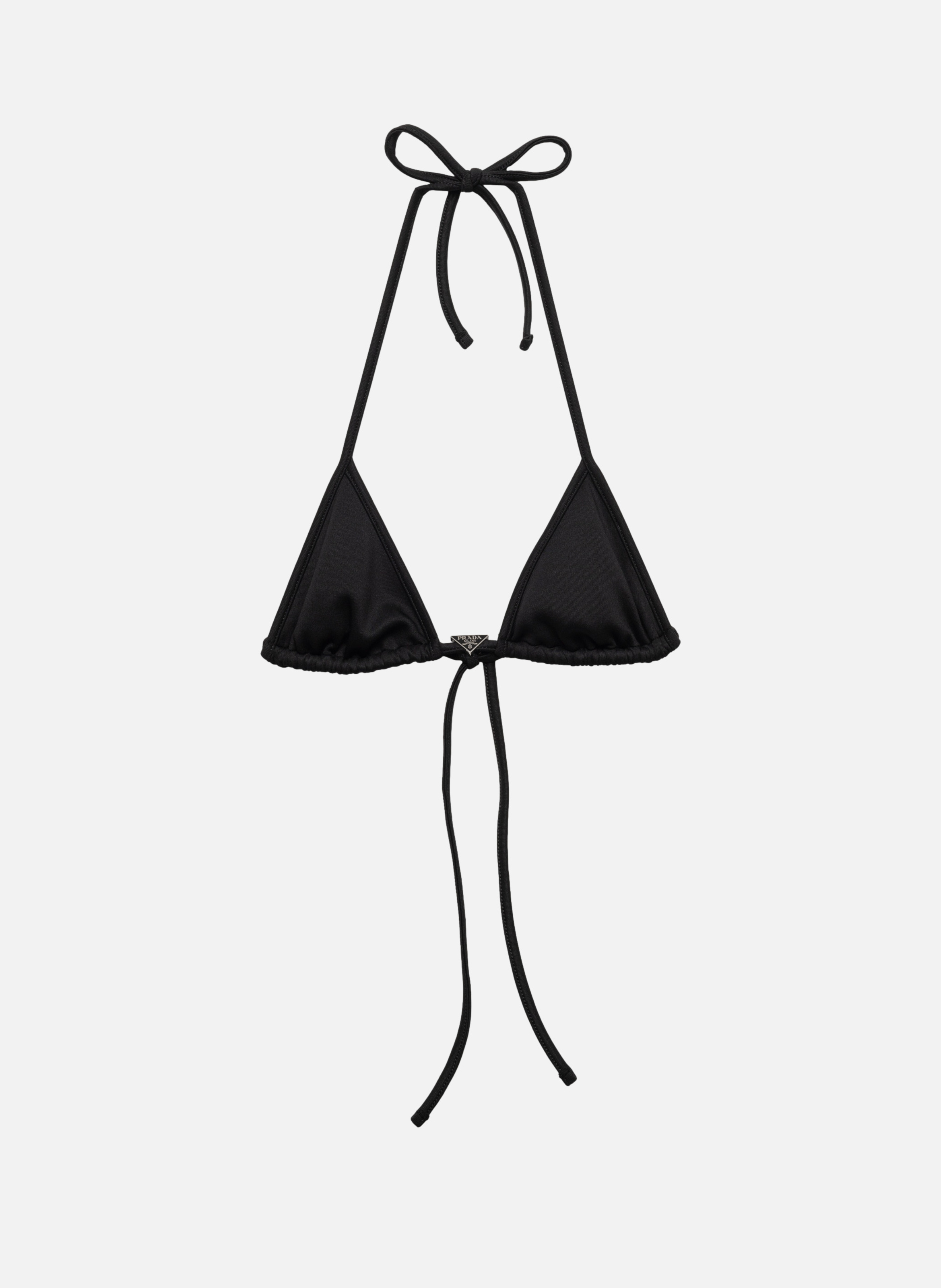 Haut de bikini triangle en interlock PRADA Noir