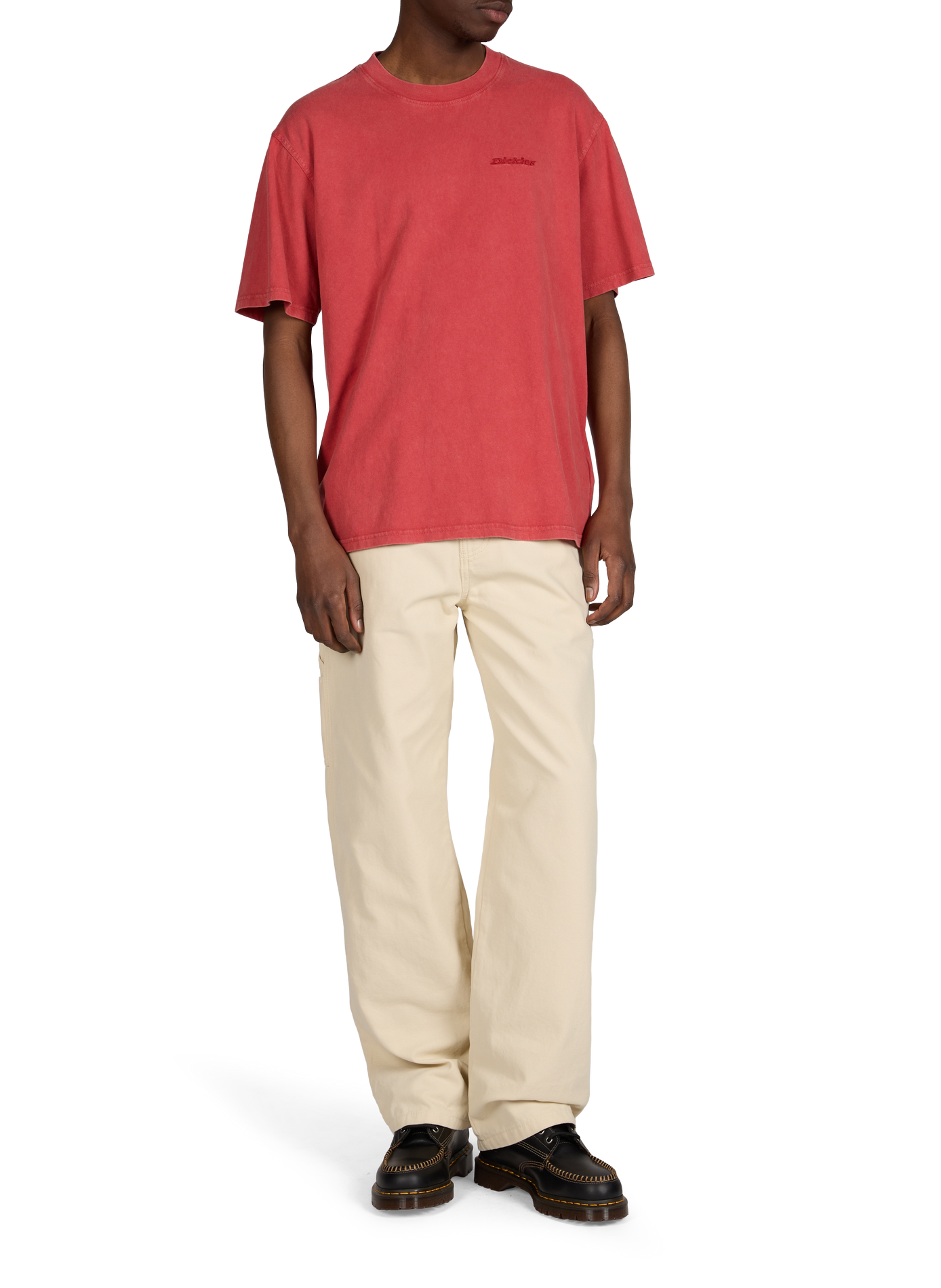 Round neck T-shirt with embroidered logo in cotton DICKIES Red