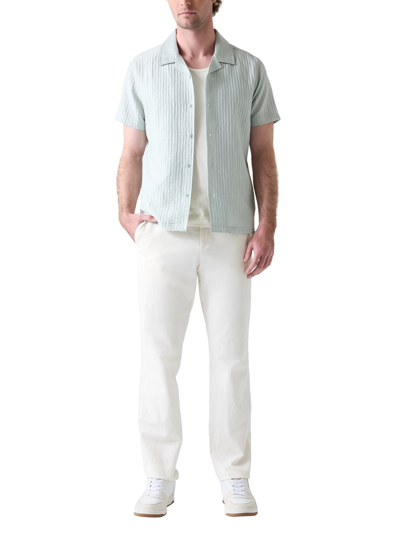 Waffled shirt with Cuban collar GUESS Green