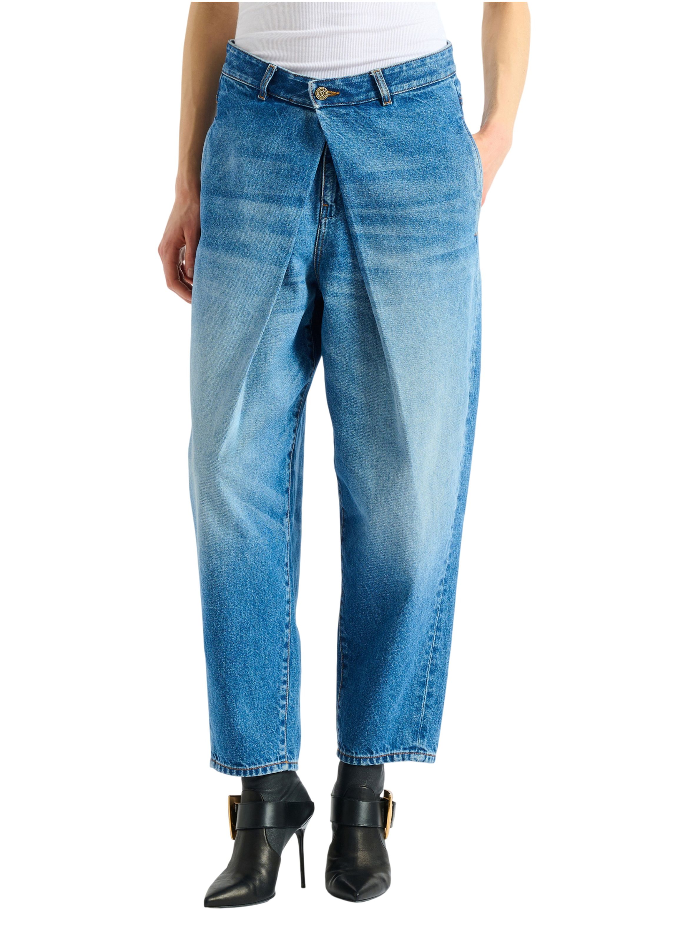 Jean barrel en denim BALMAIN Bleu