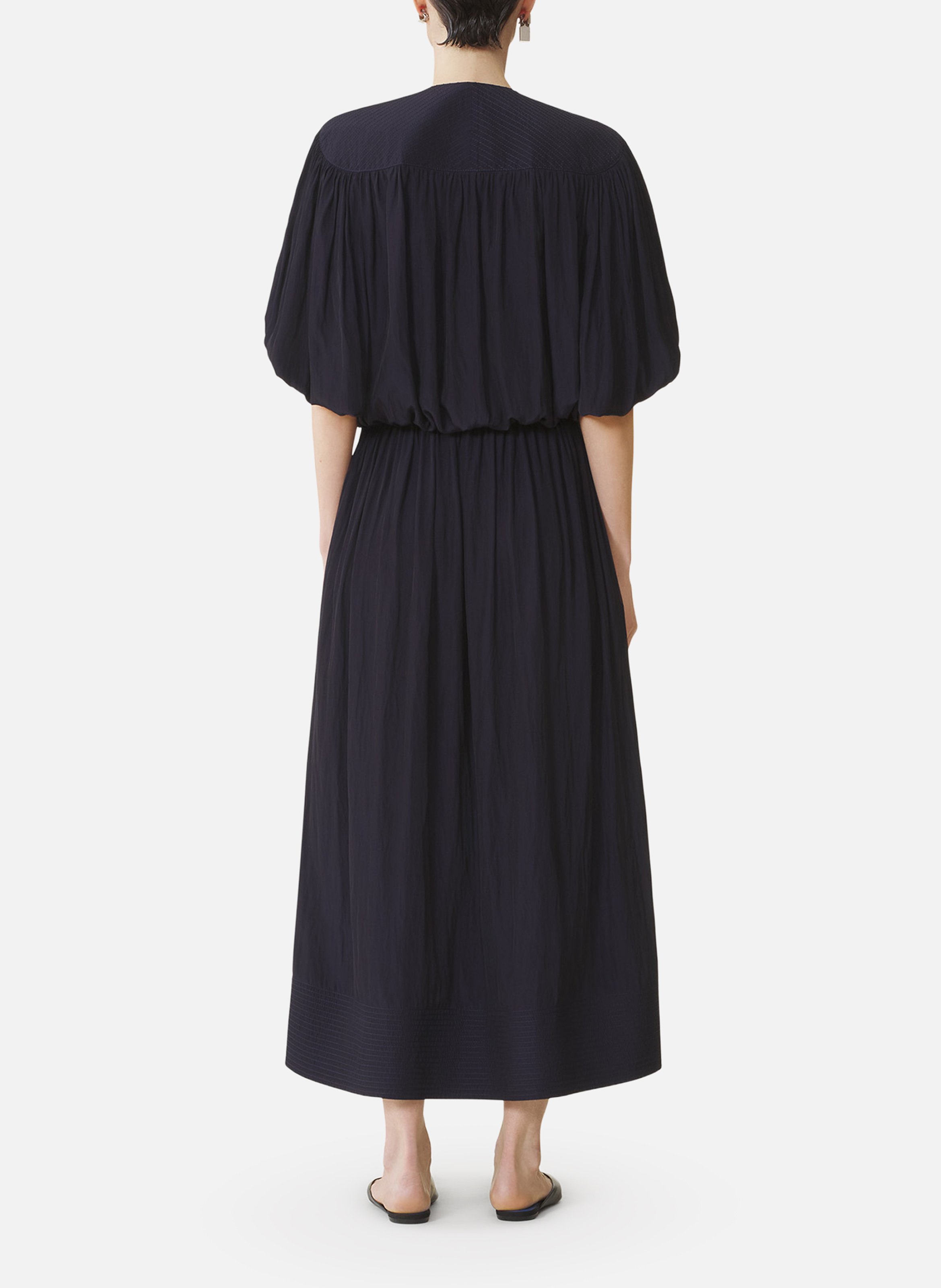 Robe midi en charmeuse LANVIN Bleu