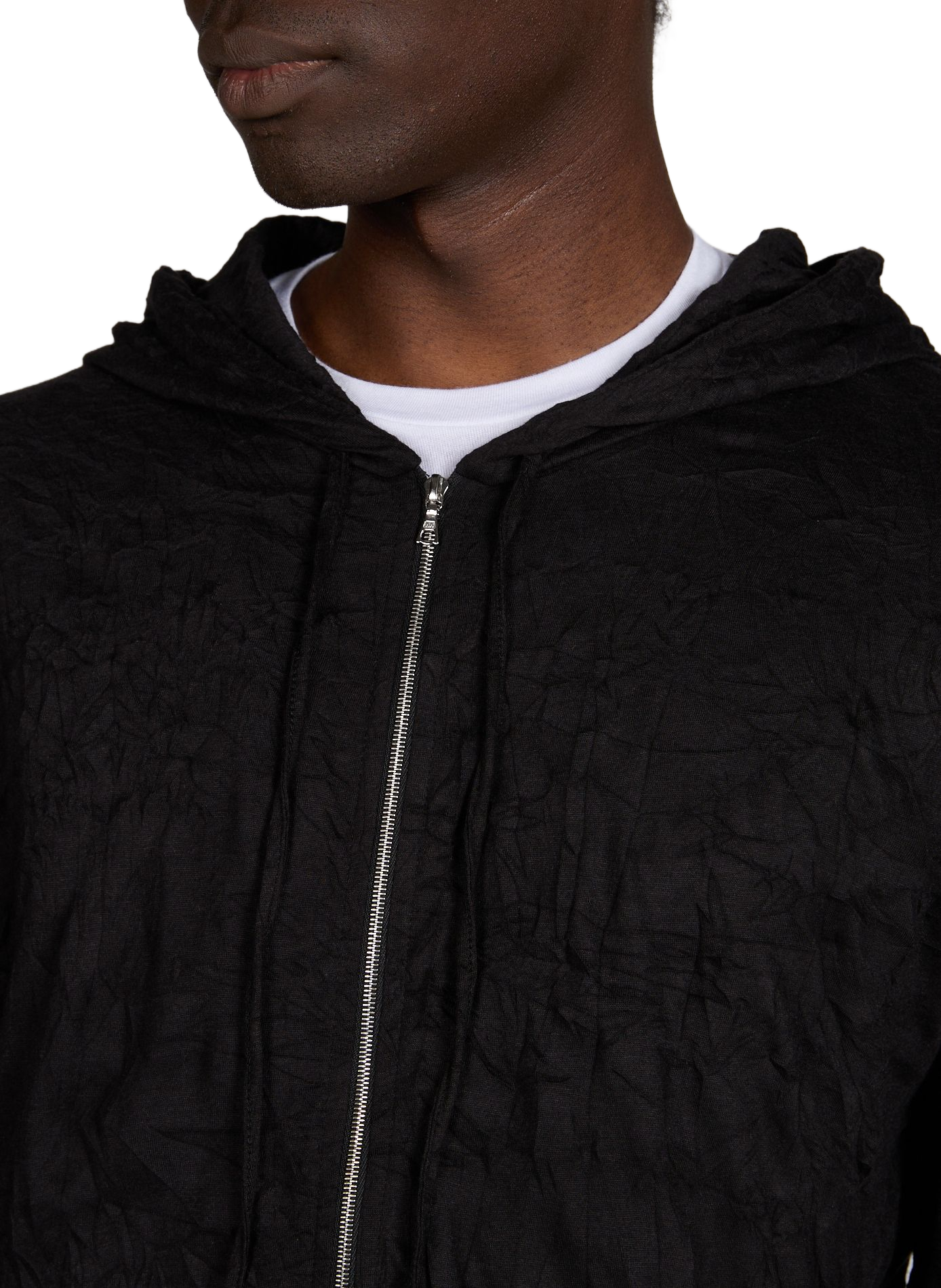 Sweat à capuche froissé en coton mélangé  POST ARCHIVE FACTION Noir