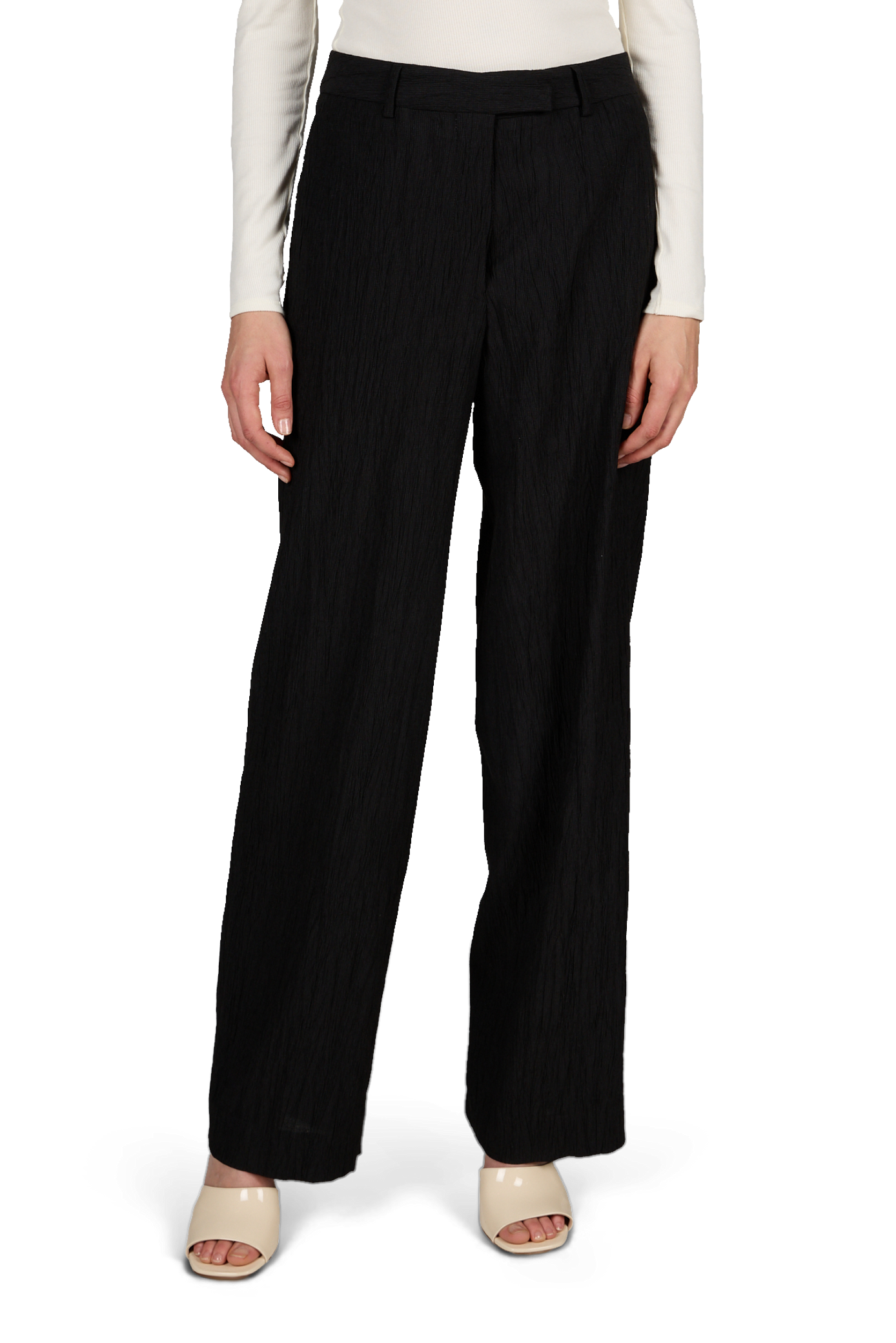 Geknitterte gerade Hose OFFICINE GENERALE Schwarz
