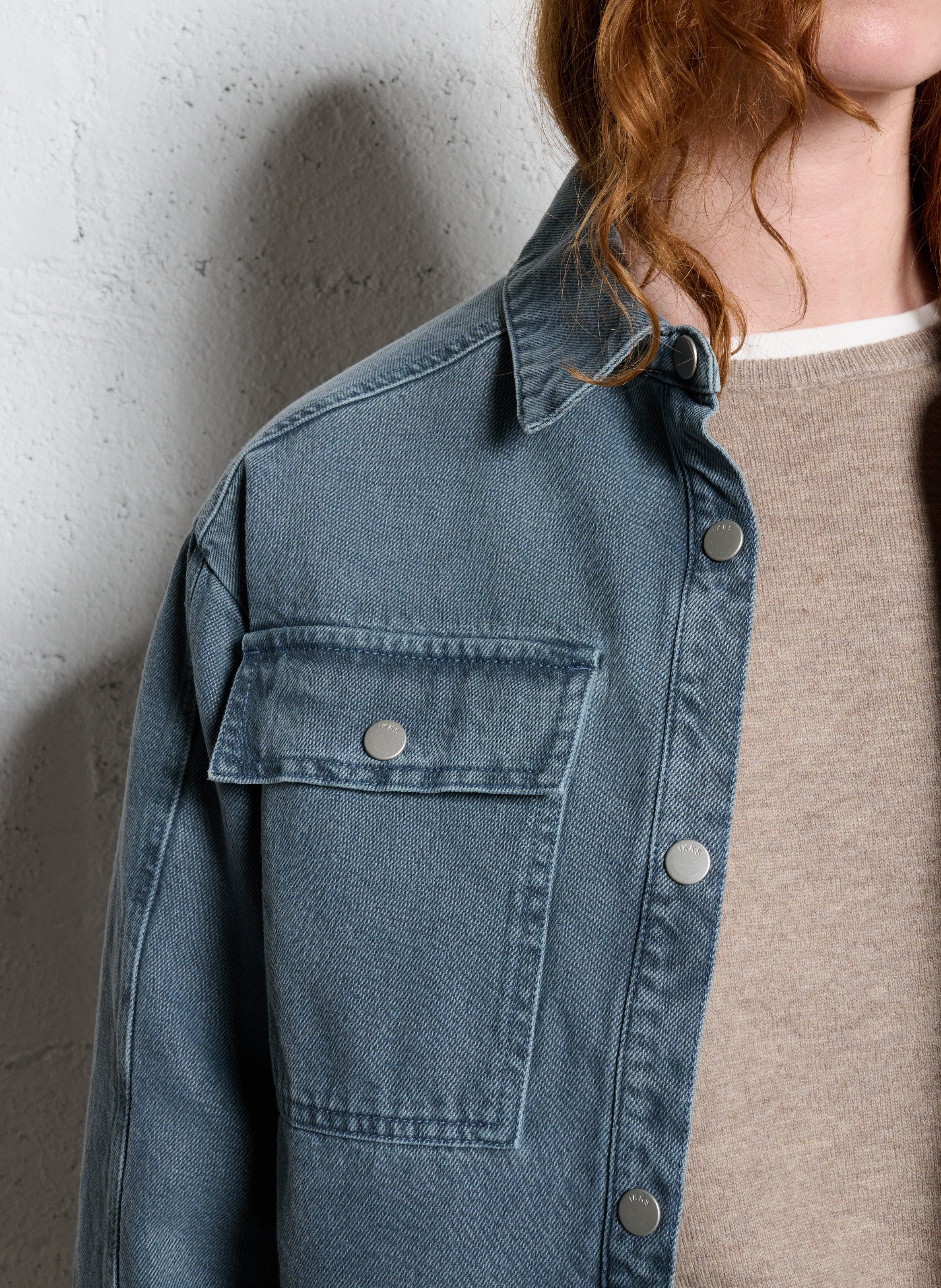 Veste en jean oversize en coton IKKS Bleu