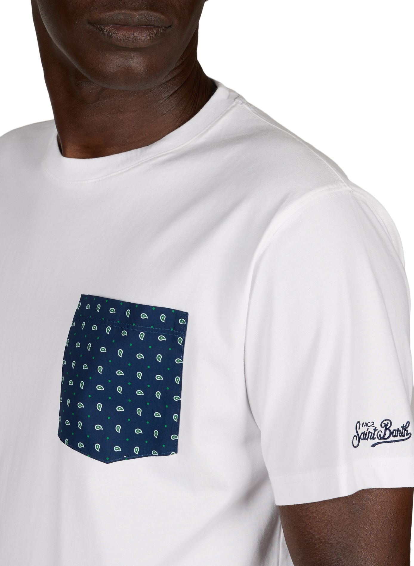 White T-shirt with printed chest pocket in cotton MC2 SAINT BARTH White