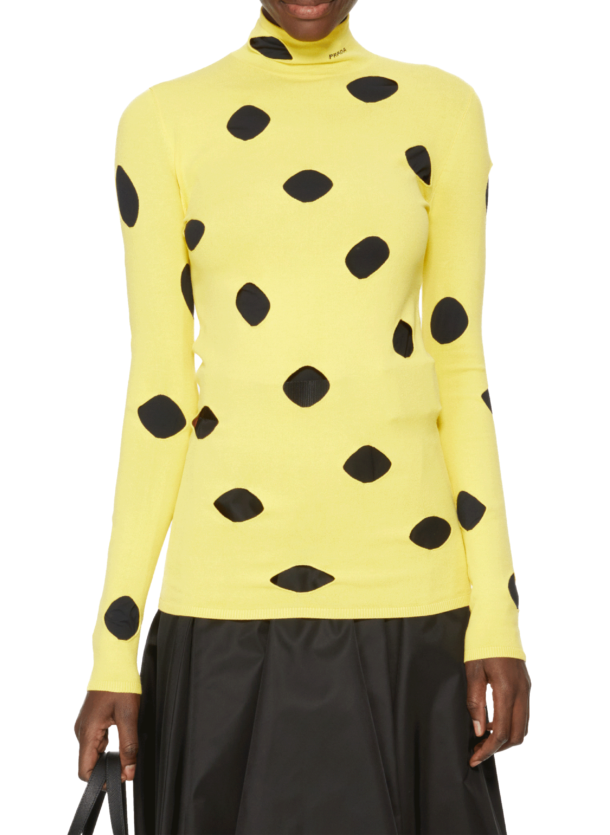 Pull en maille à découpes PRADA Jaune