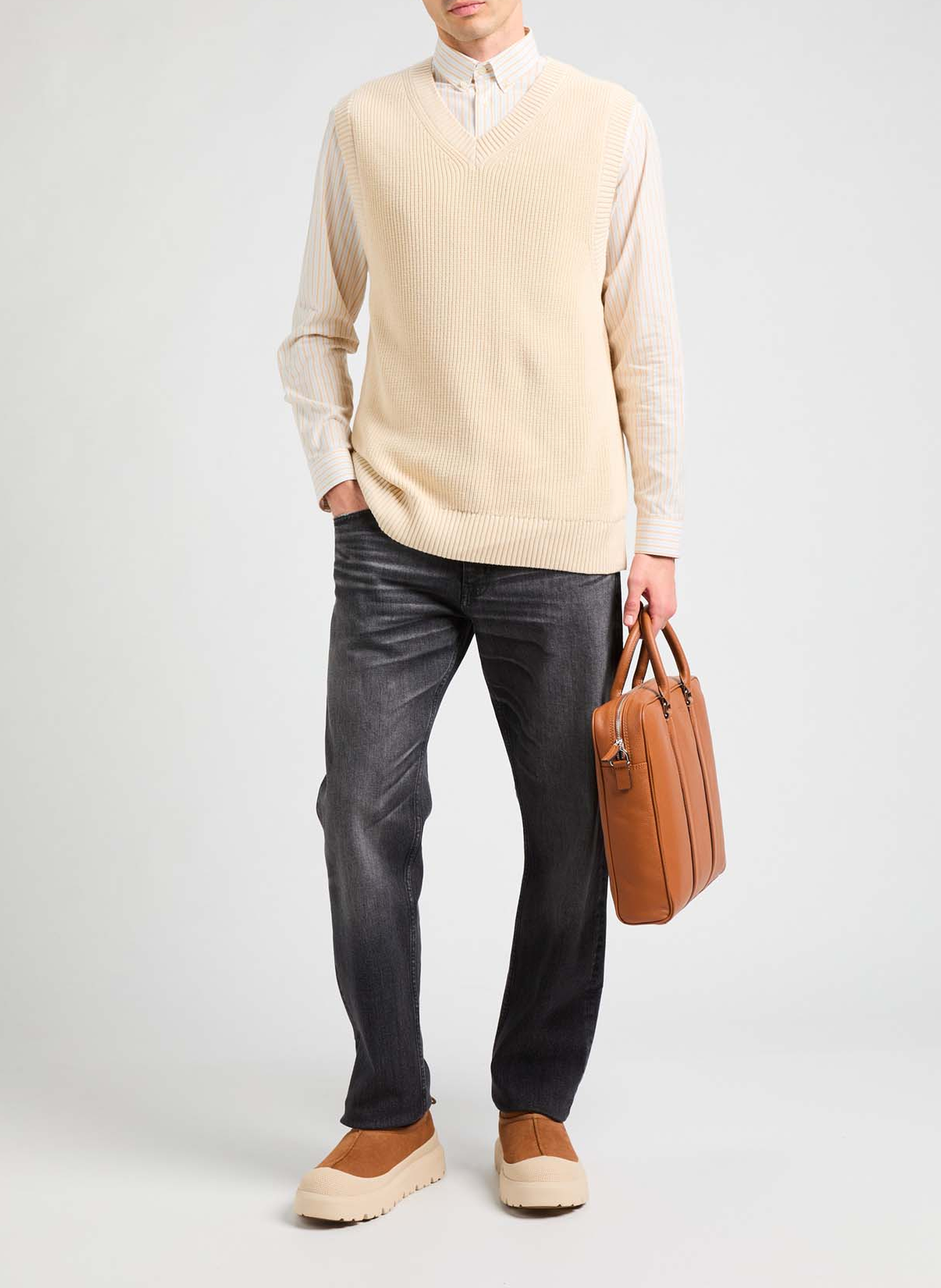 Pull sans manches AU PRINTEMPS PARIS Beige