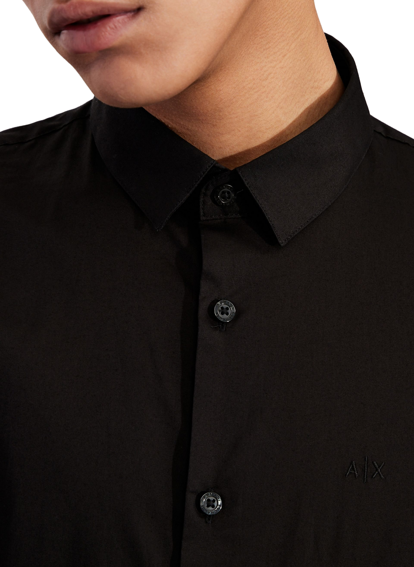 Shirt with classic collar in blended cotton ARMANI EXCHANGE Black
