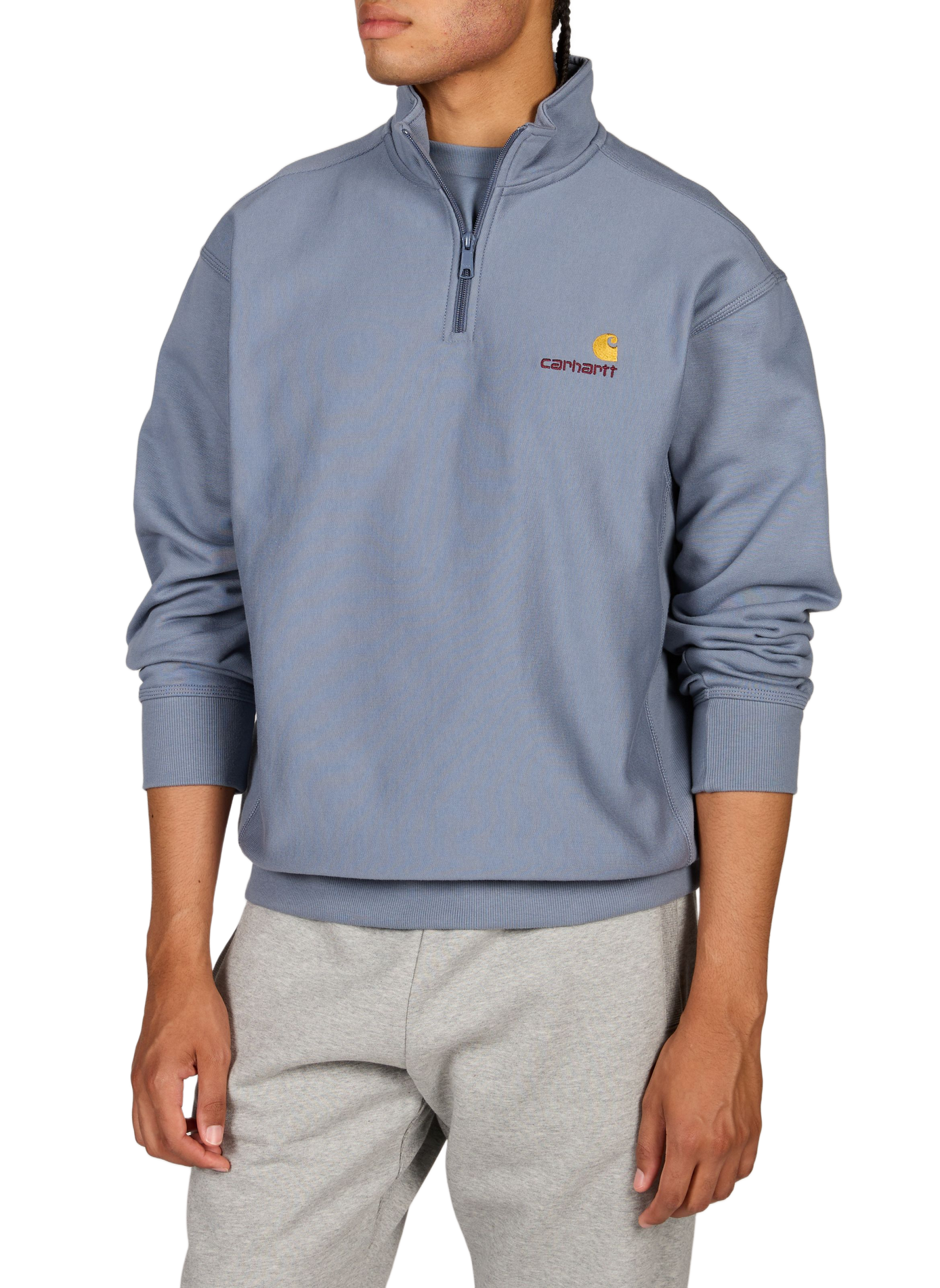 Sweatshirt col zippé en coton mélangé CARHARTT WIP Bleu