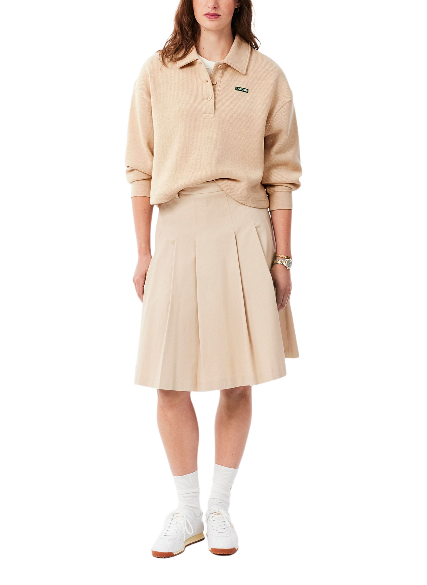 Pull ample en coton mélangé  LACOSTE Beige