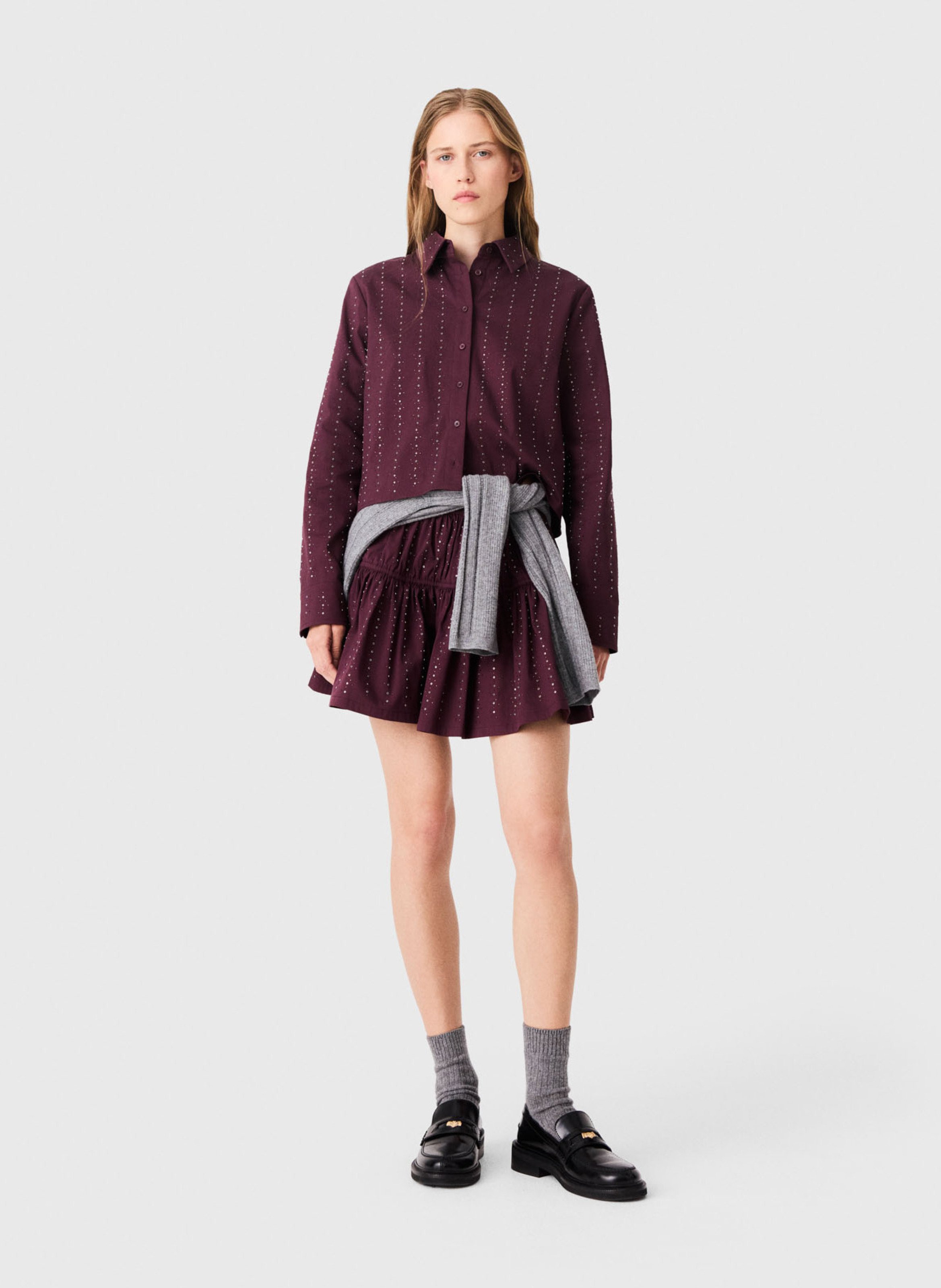 Chemise droite col classique en coton mélangé MAJE Rouge