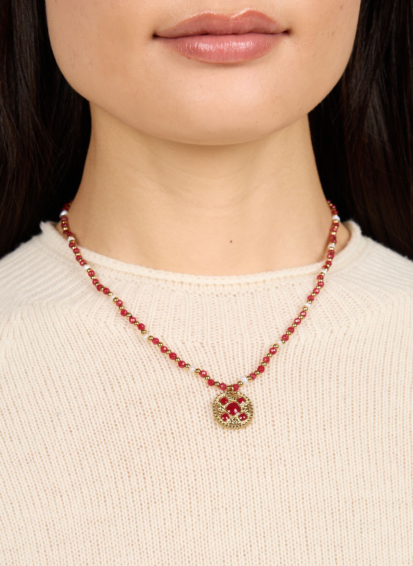 Steel pendant necklace AU PRINTEMPS PARIS Red