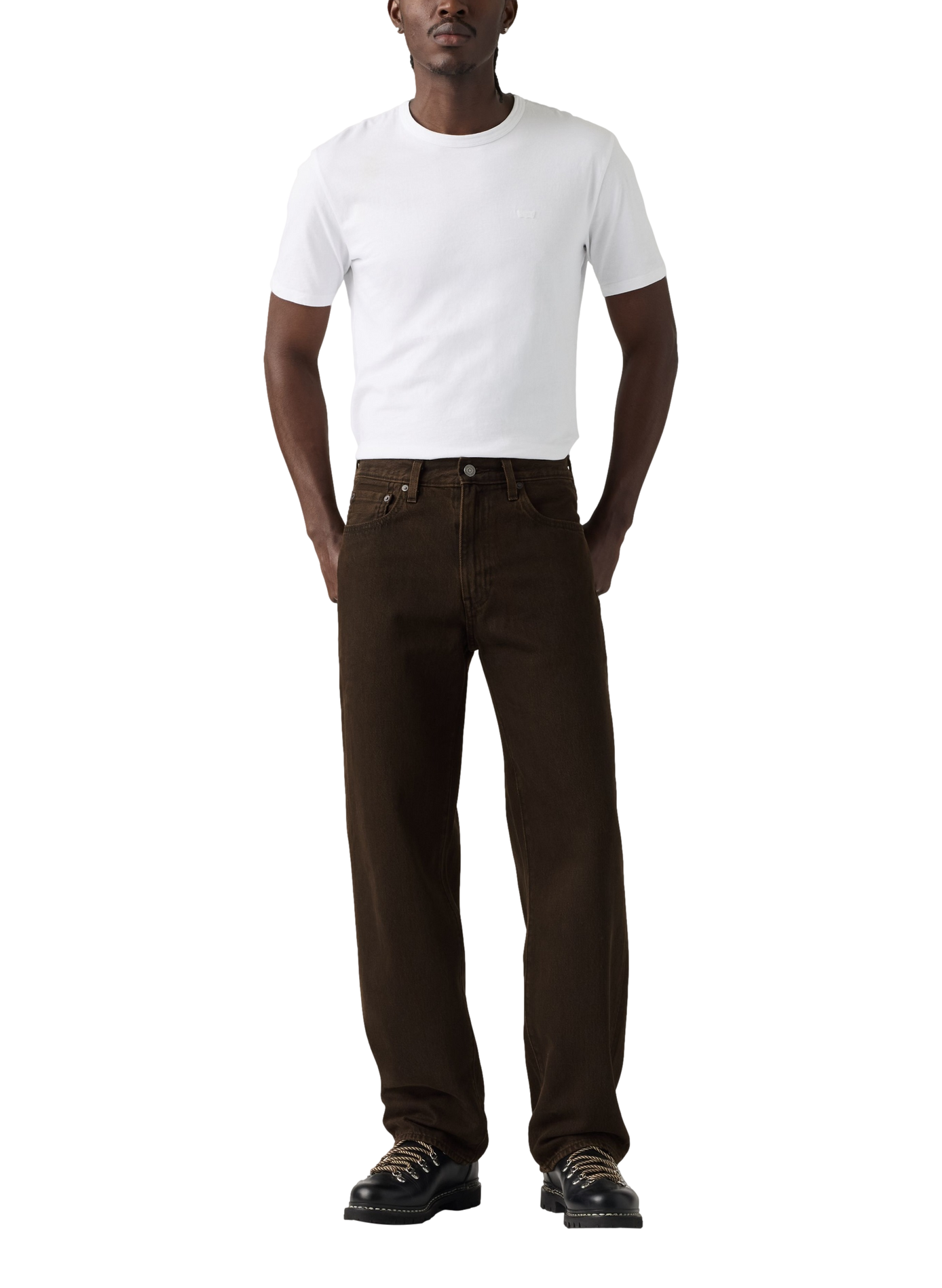 Wide-leg straight cotton jeans LEVI'S Brown