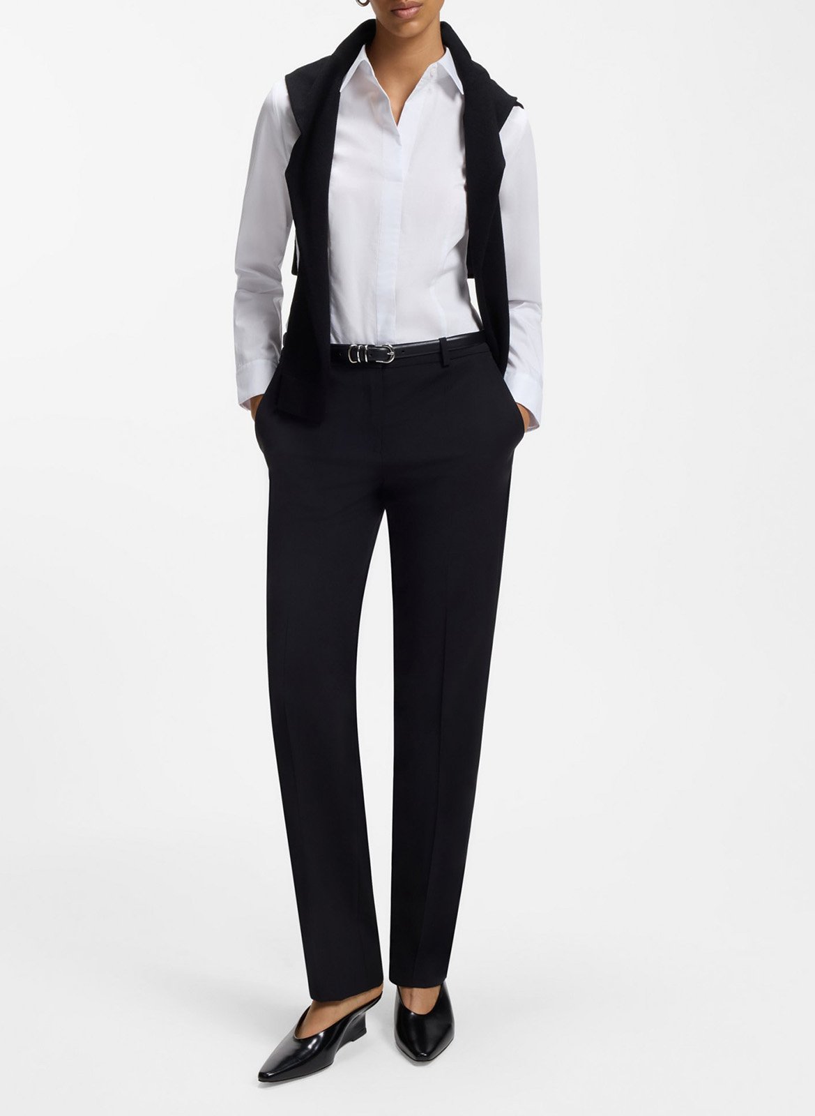 Chemise col classique en coton mélangé BOSS Blanc