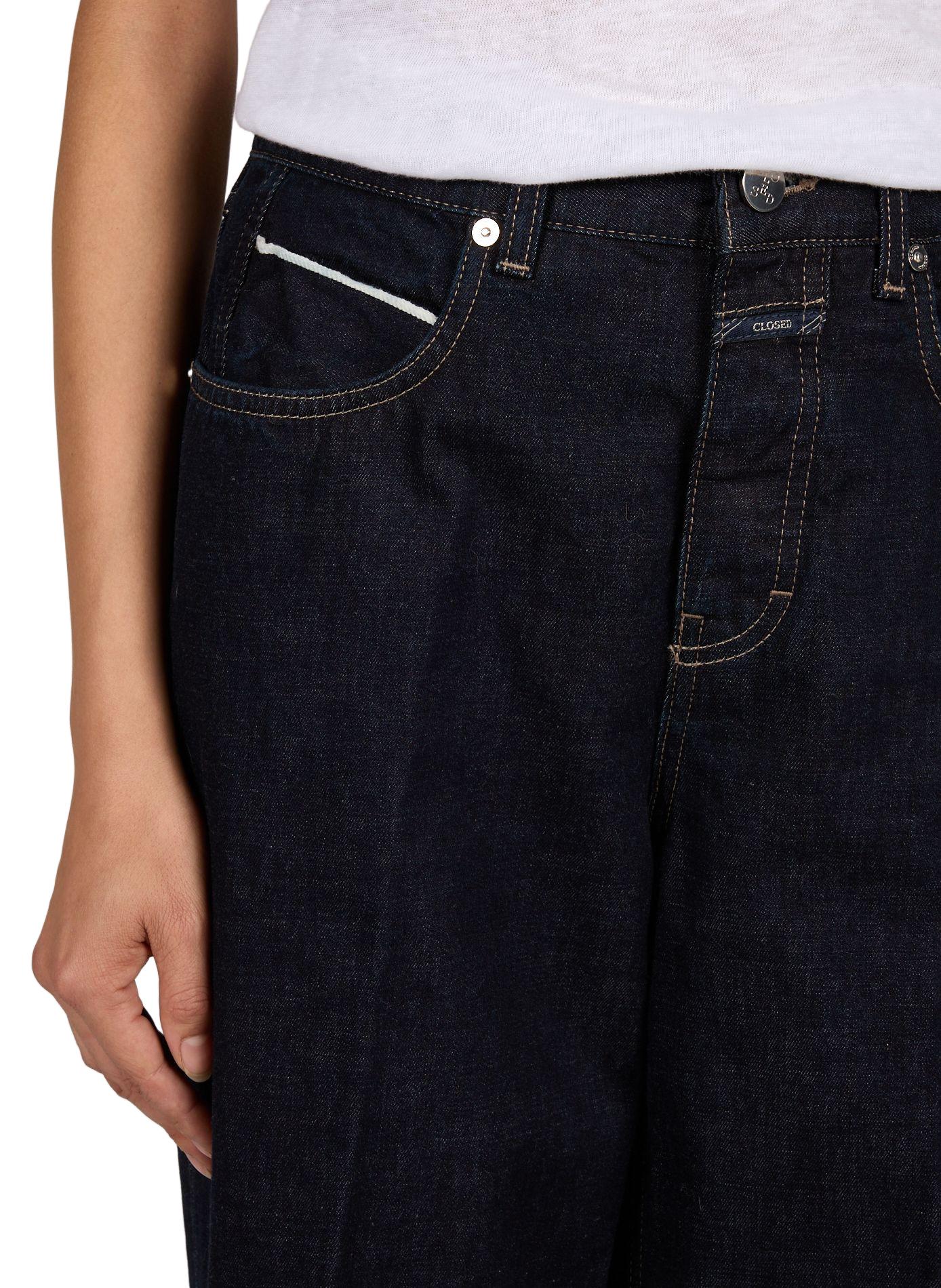 Hoch geschnittene weite Baumwolljeans CLOSED Blau