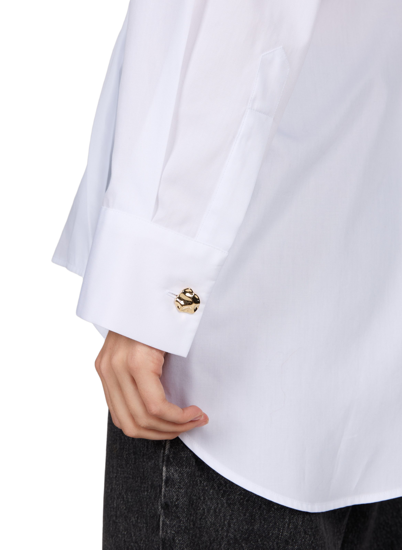 Solid straight cotton shirt MARGAUX LONNBERG White