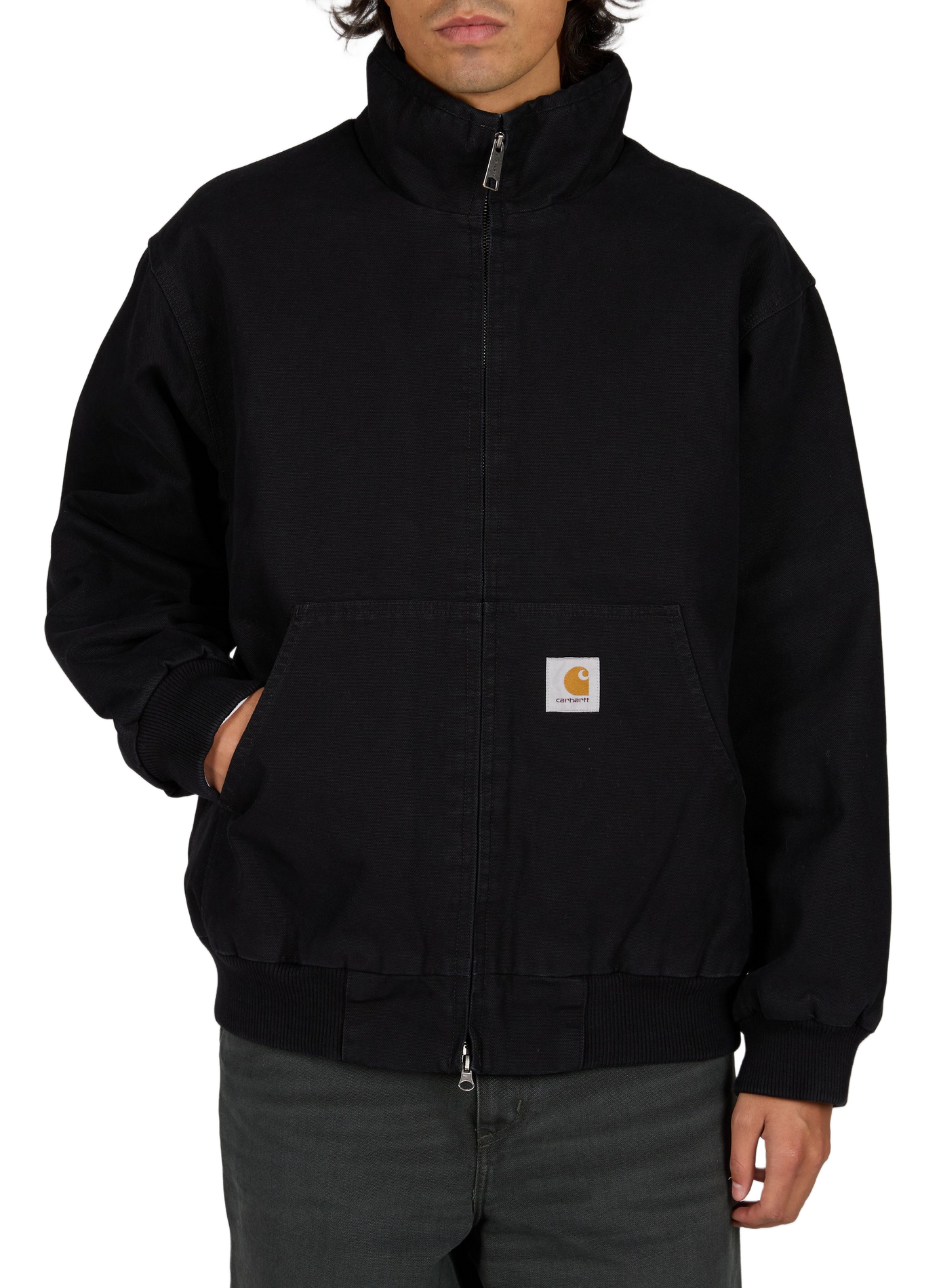 Rechte jas met opstaande kraag van katoen CARHARTT WIP Zwart