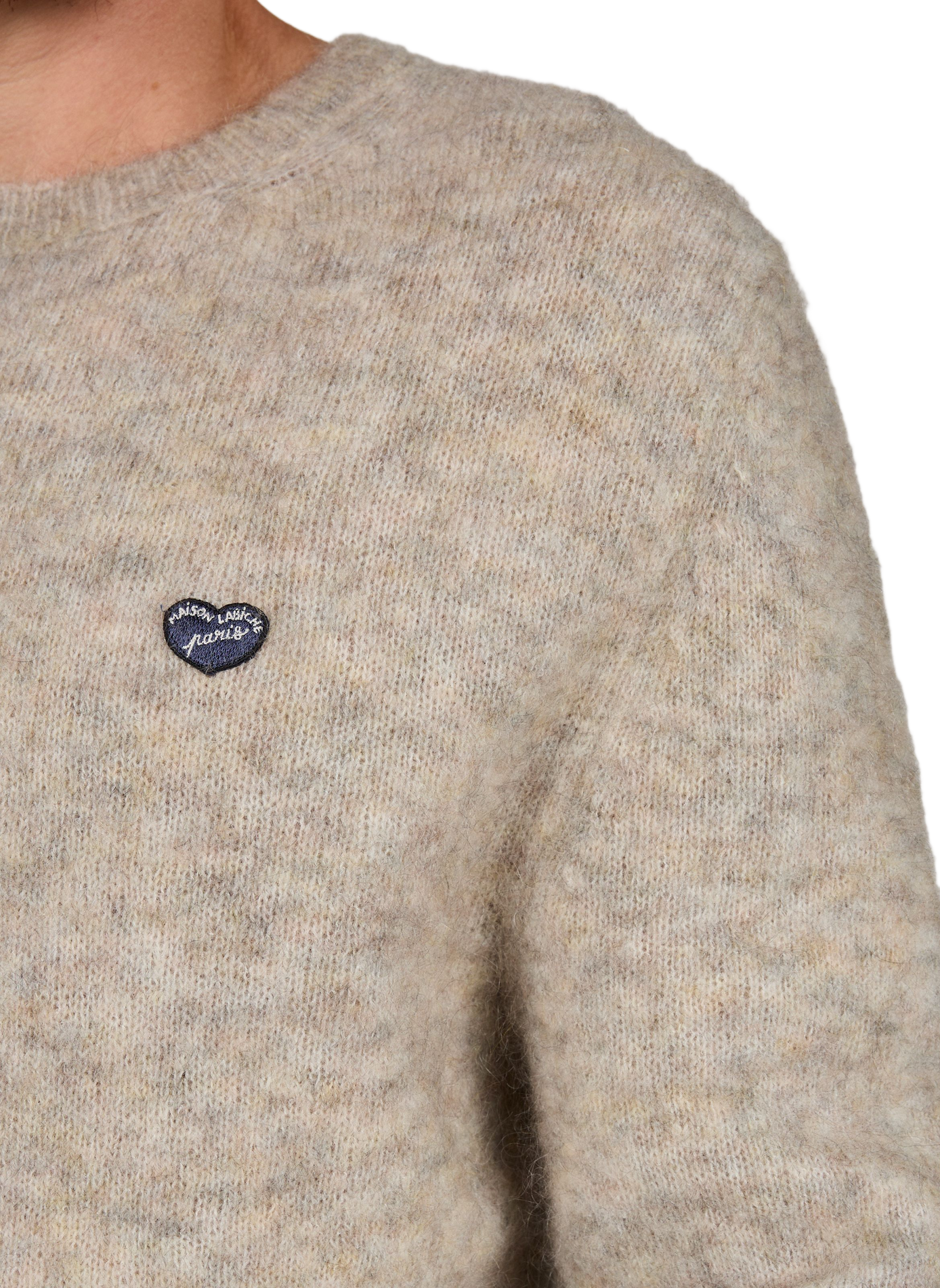 Rechte wollen trui met ronde hals MAISON LABICHE Beige