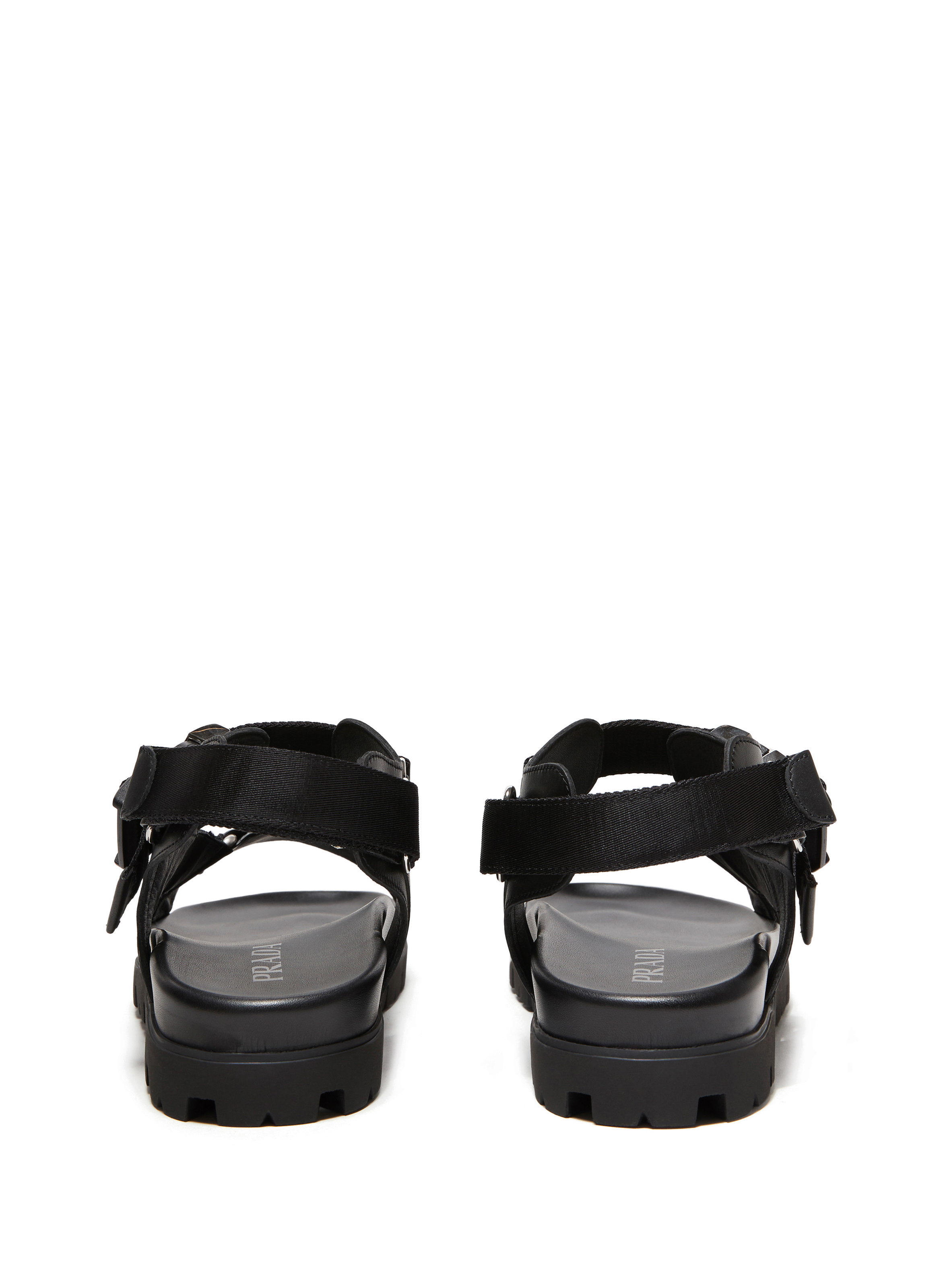 Calfskin leather sandals PRADA Black