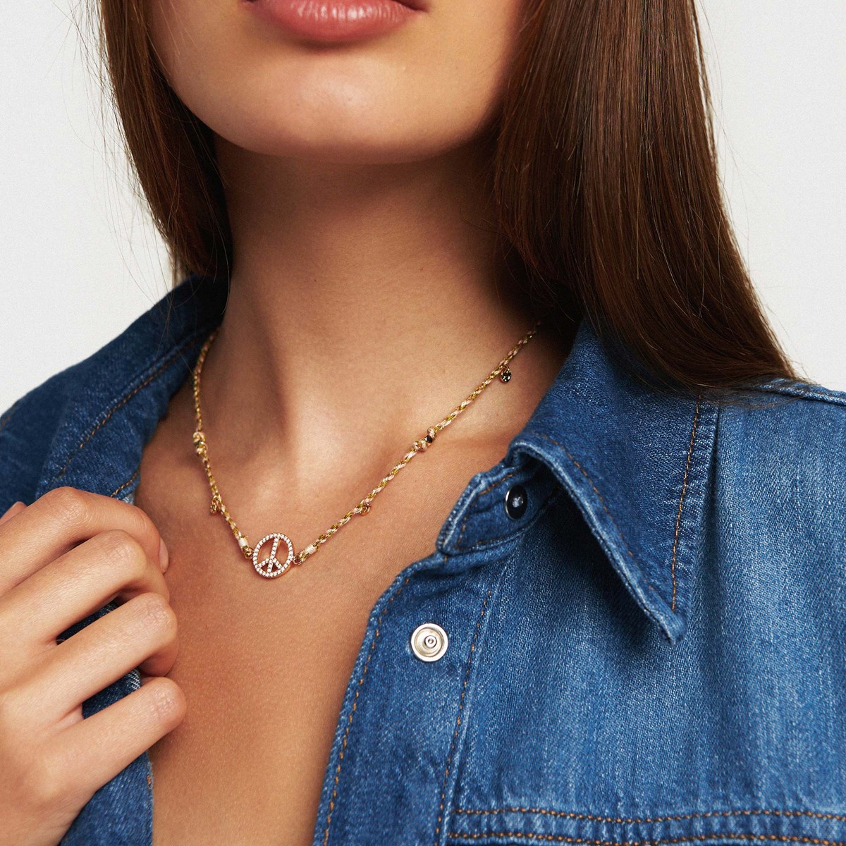 Collier avec pendentif en émail et cordon en coton BONZEY HIPANEMA Blanc