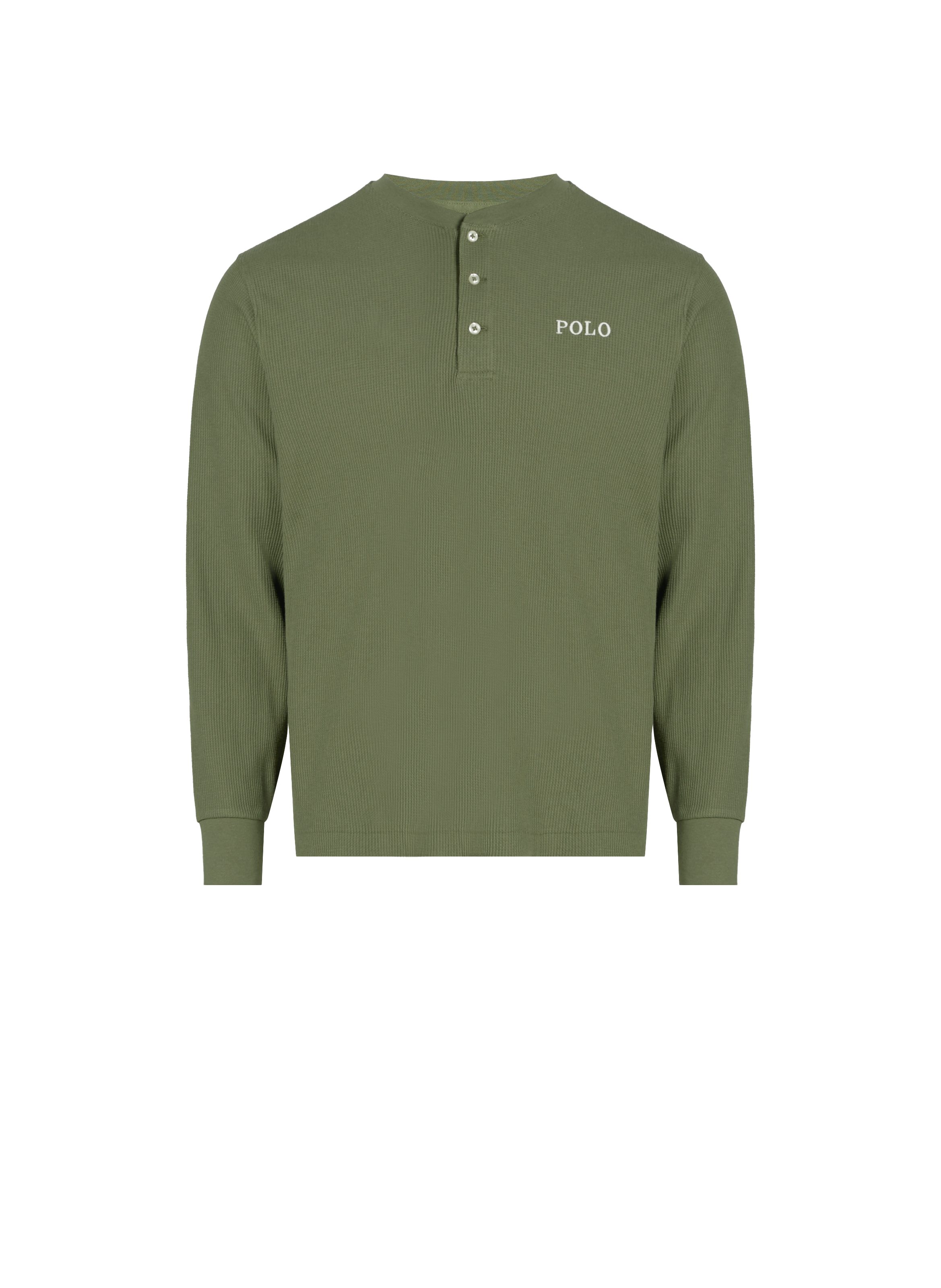 T-shirt de nuit gaufré à col tunisien POLO RALPH LAUREN Kaki