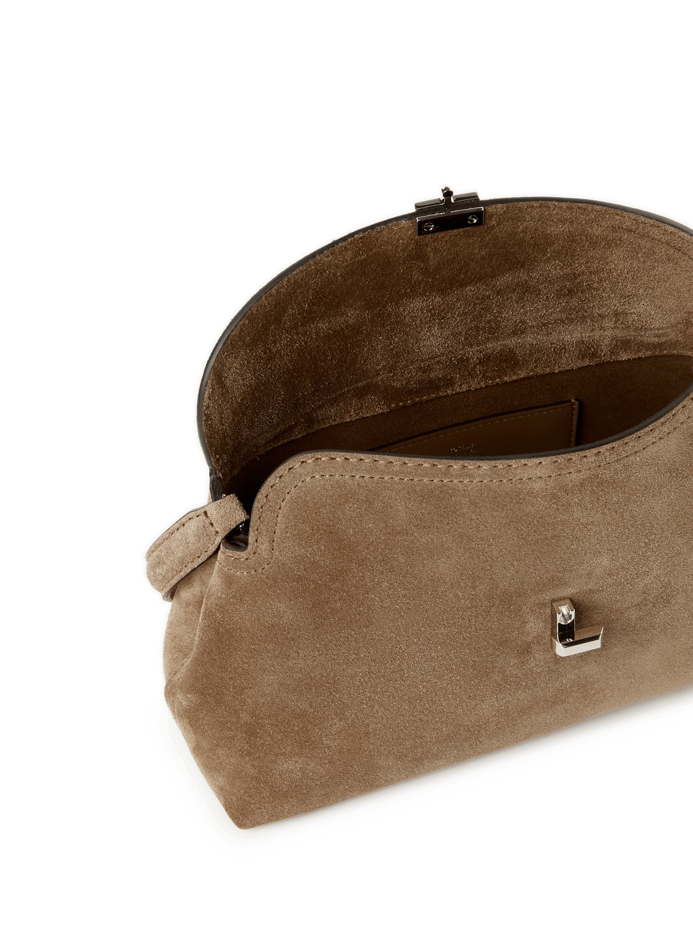 Suede Leather T-Lock Handbag TOTEME Brown