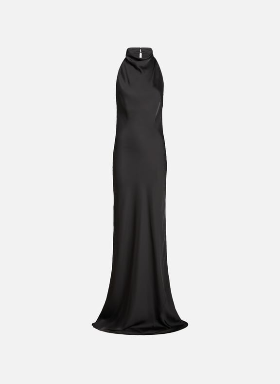 Long satin Dress Black by ROTATE ROTATE Long satin Dress Black