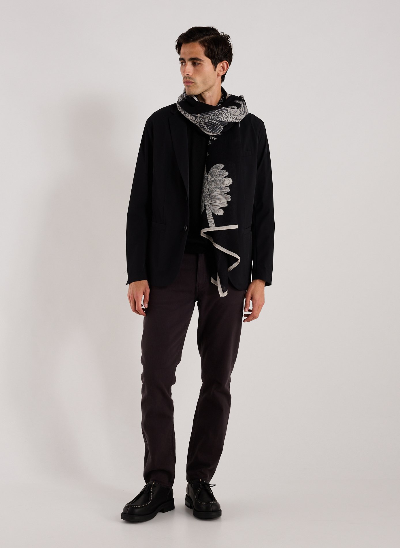 Foulard imprimé en laine INOUI EDITIONS Noir