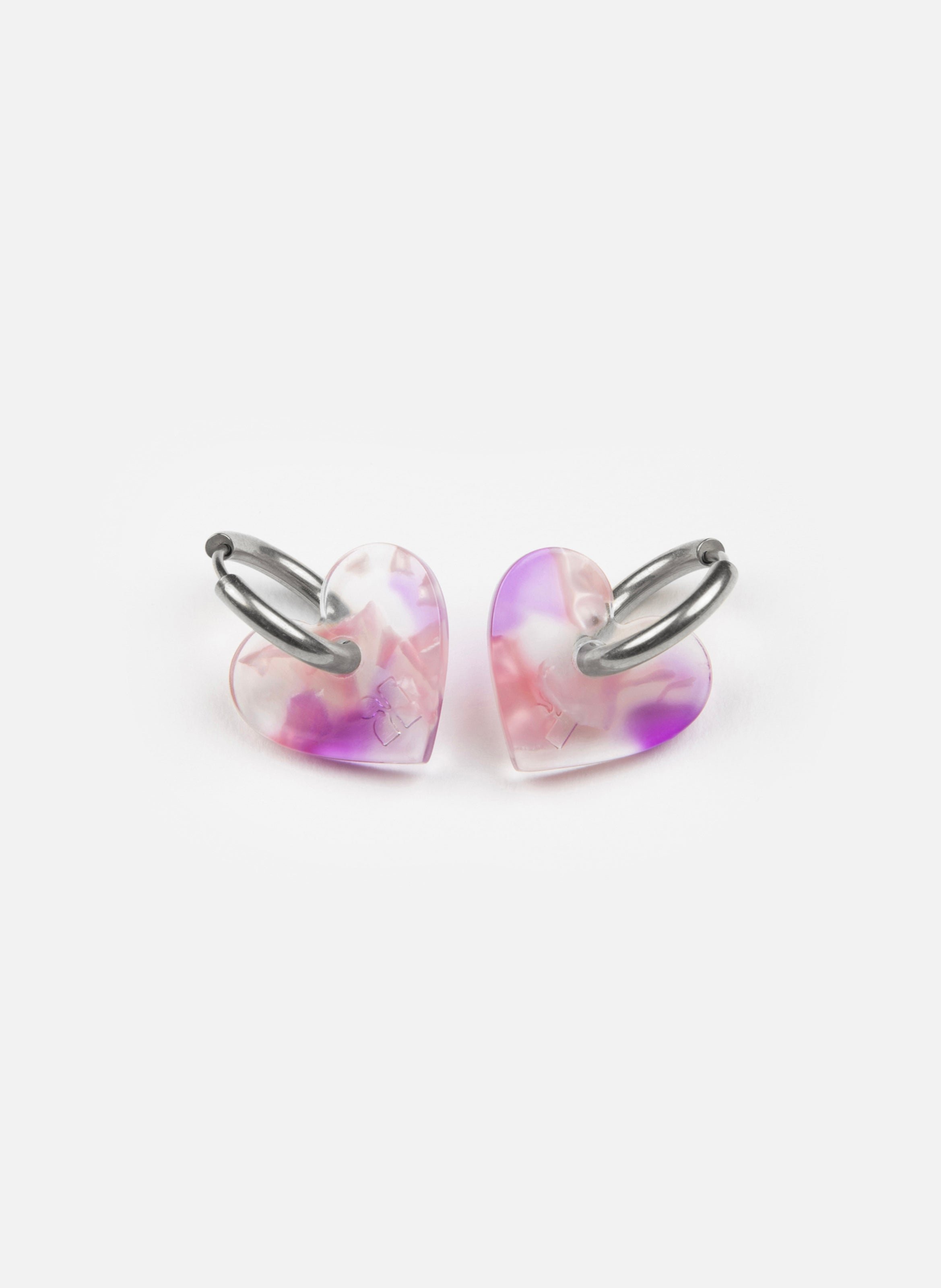 Boucles d'oreilles lova lova avec anneaux en acier inoxydable argenté KURAGE GINZA Rose
