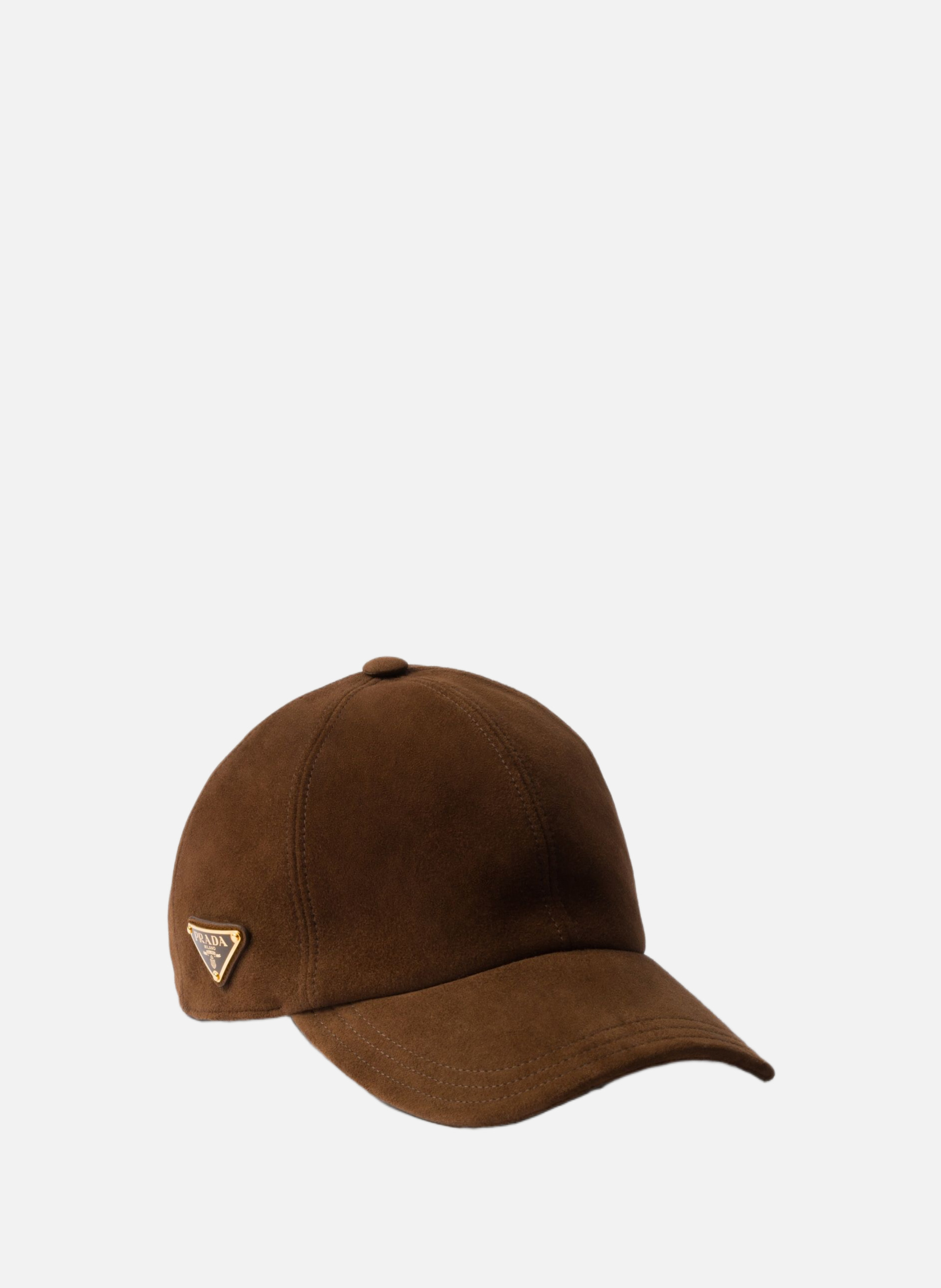 Casquette de base-ball en veau velours PRADA Marron