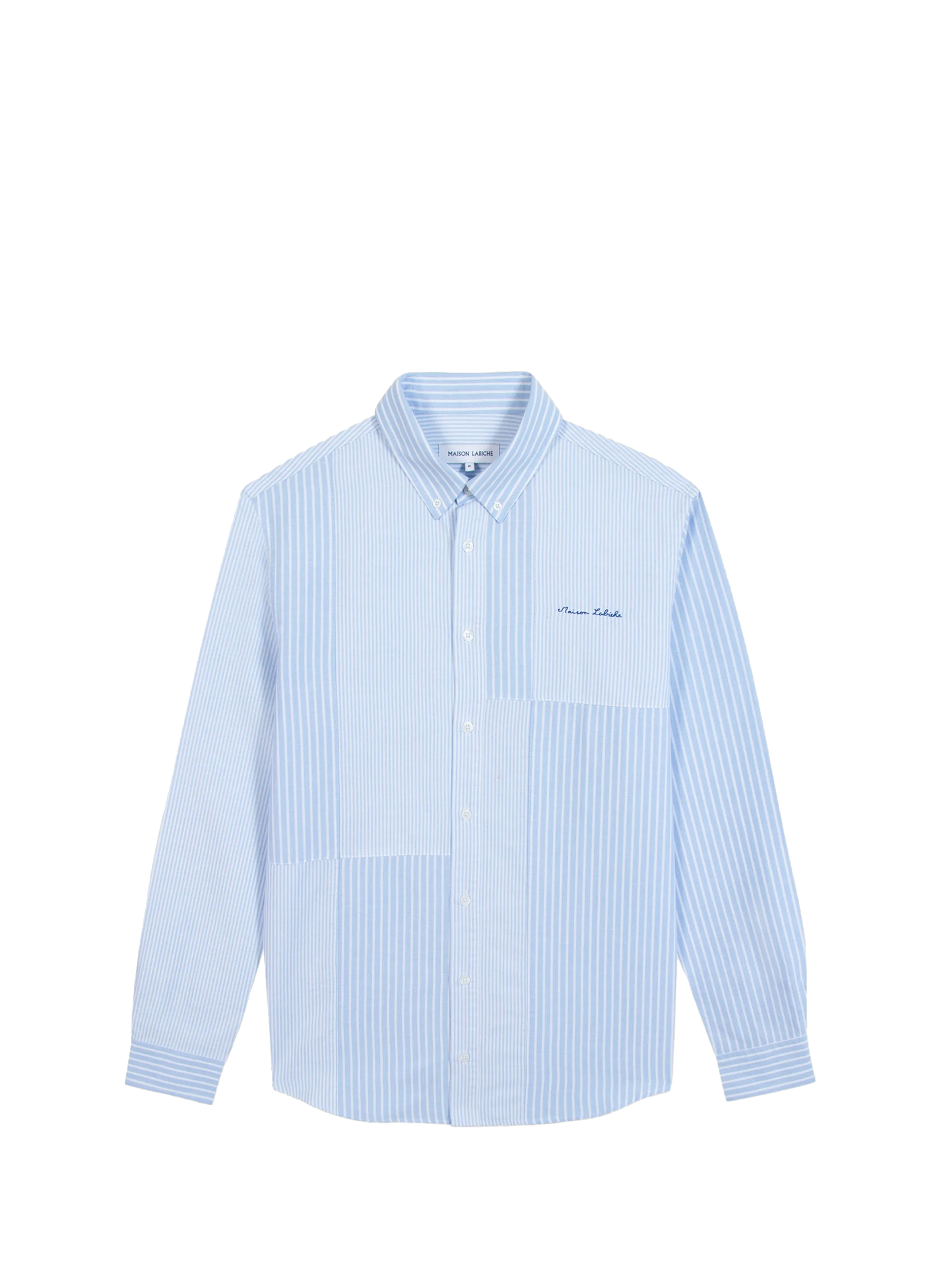 MAISON LABICHE Chemise rayée Bonne Graine en coton patchwork Bleu