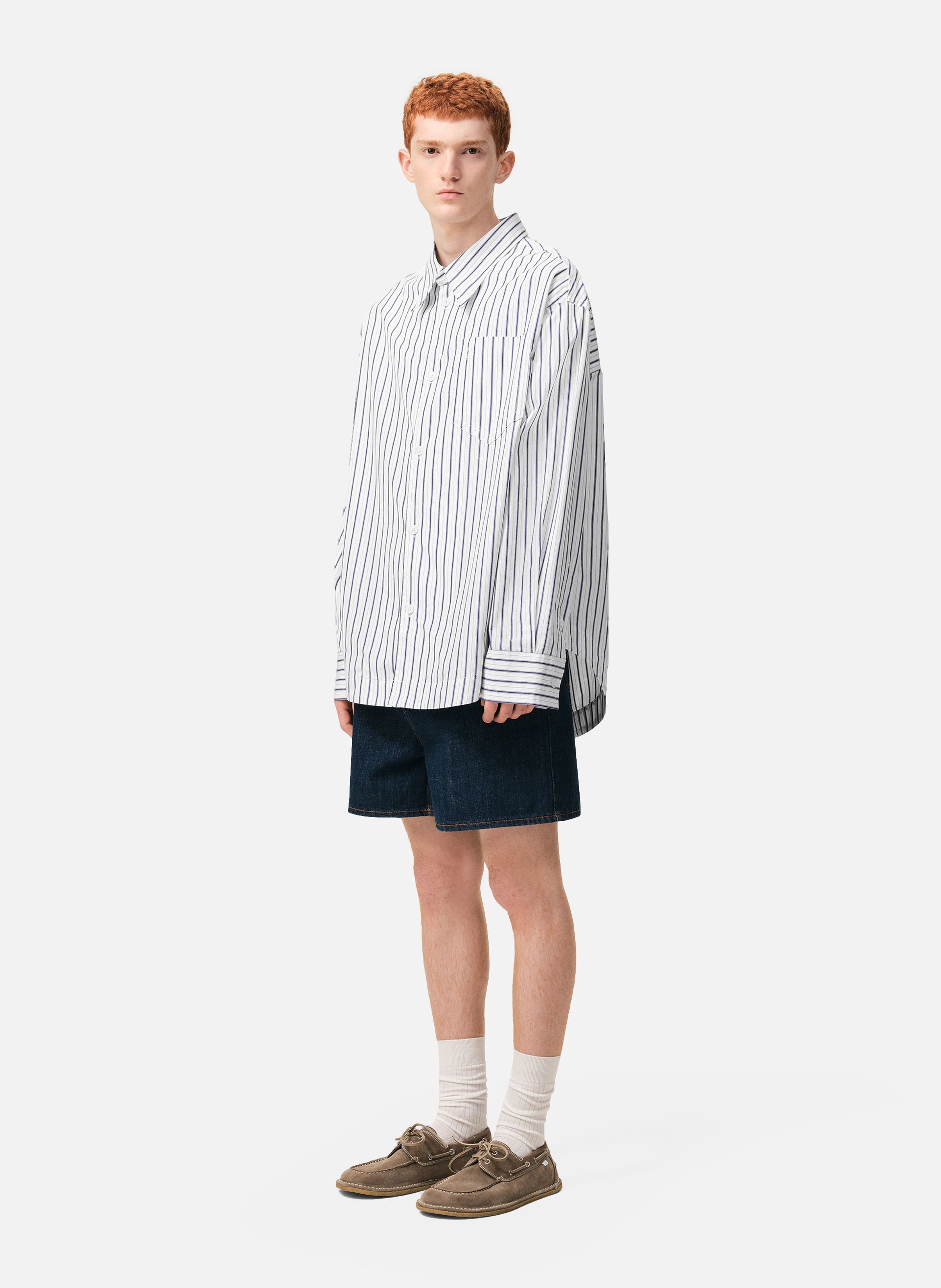 Chemise large rayée ami de coeur unisexe en coton AMI PARIS Blanc