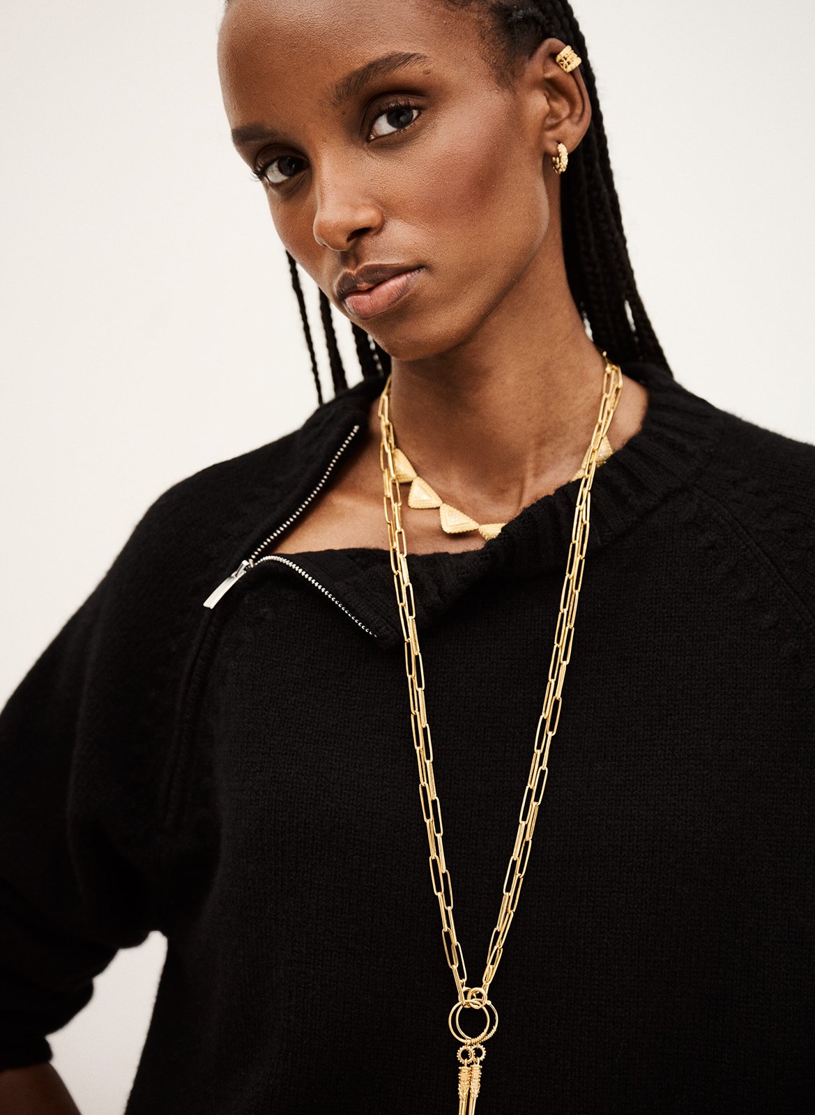 Pull court col rond en cachemire corvy BA&SH Noir