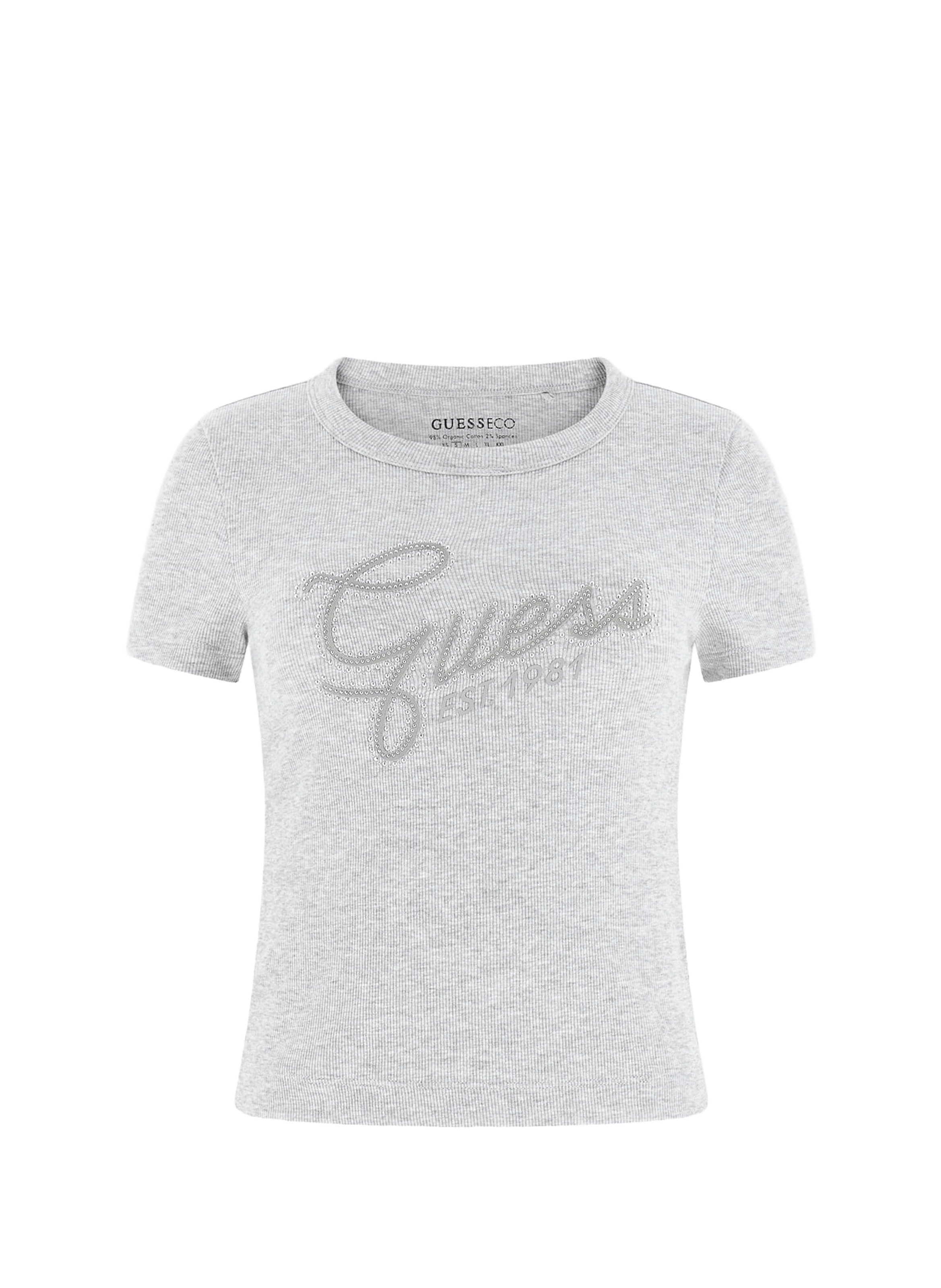 Cotton blend T-shirt with logo GUESS Grey