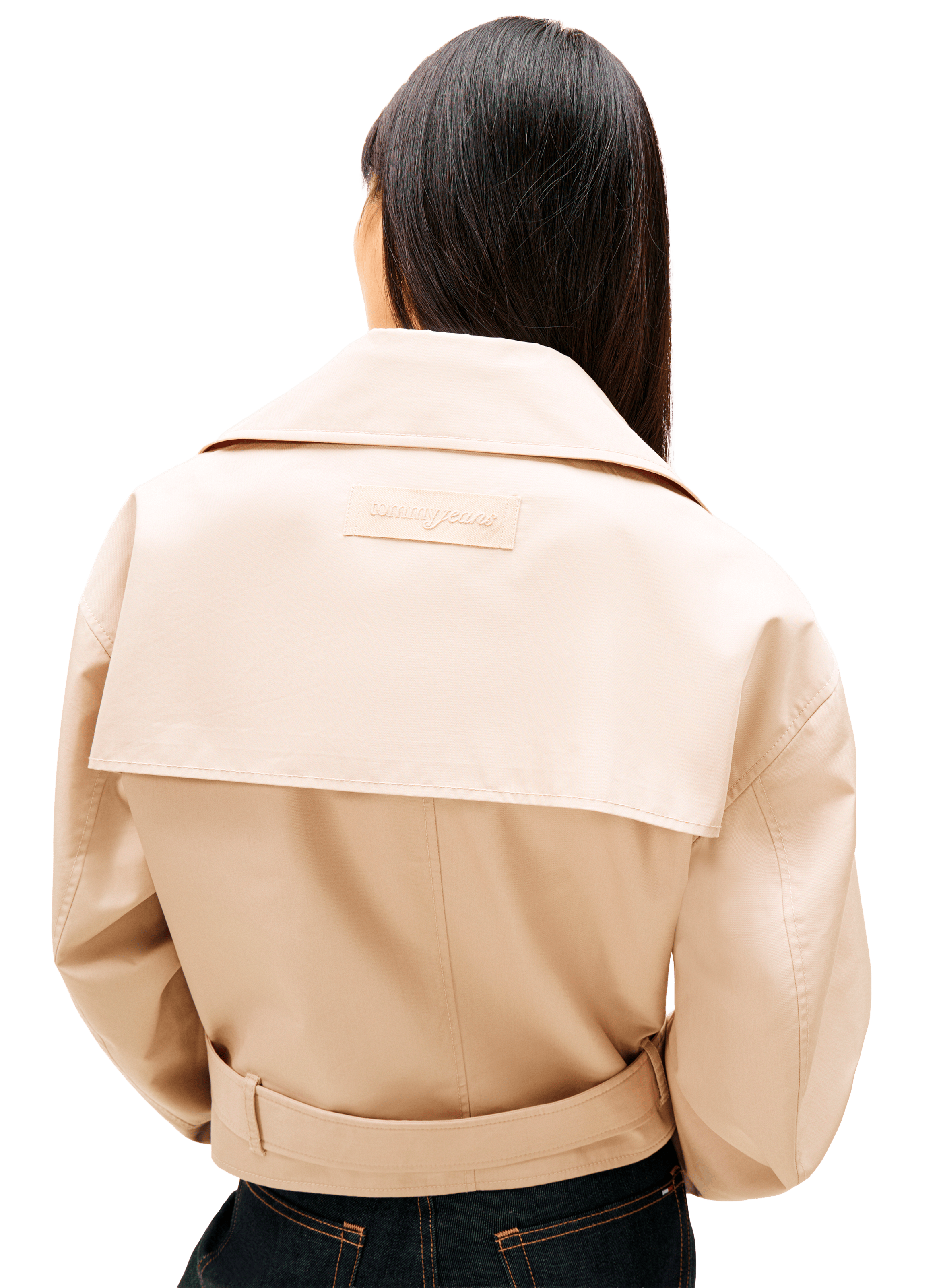 Gabardina corta casual repelente al agua de mezcla de algodón. TOMMY HILFIGER Beige