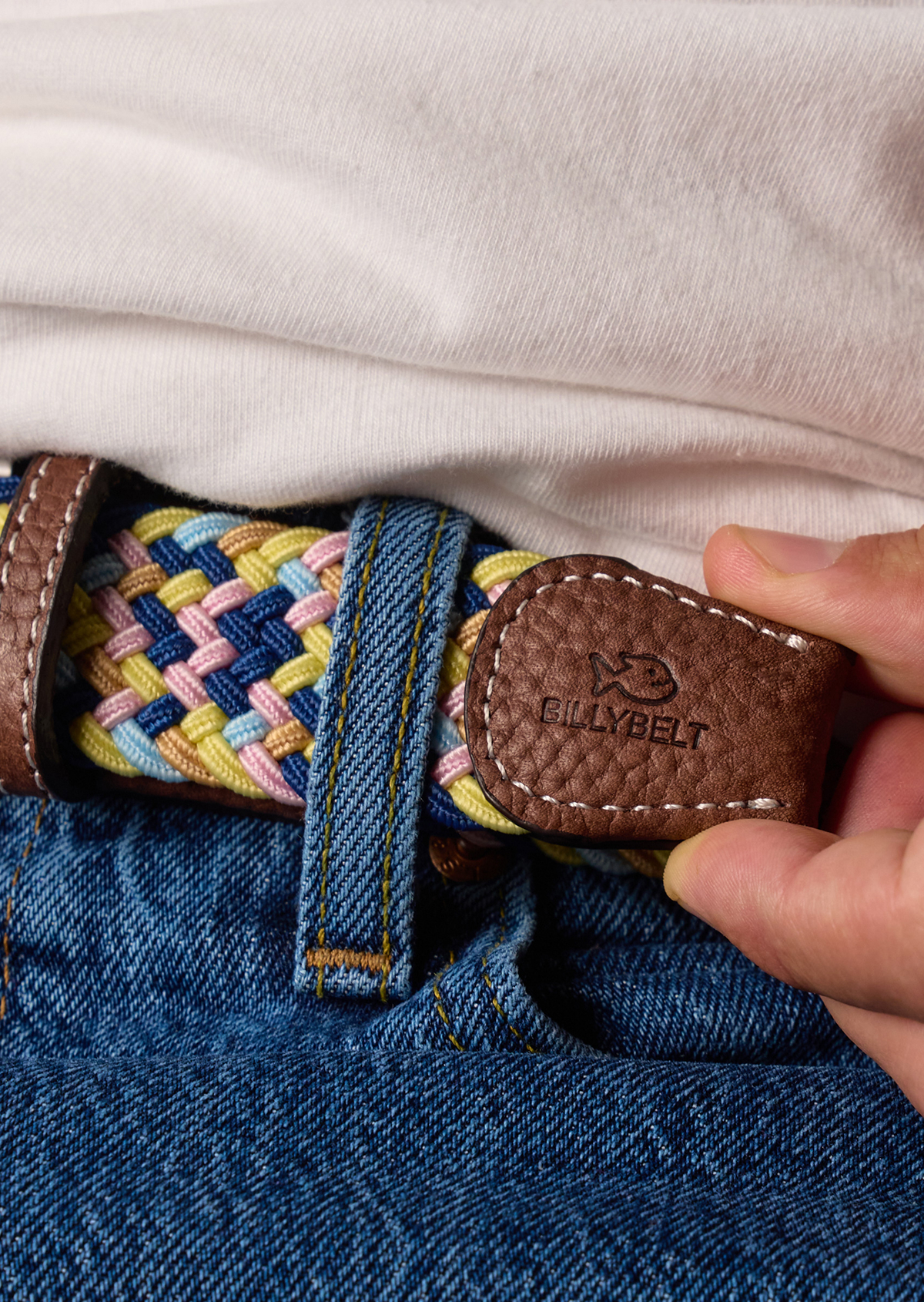 Ceinture tressée élastique multicolore BILLYBELT Multicolore