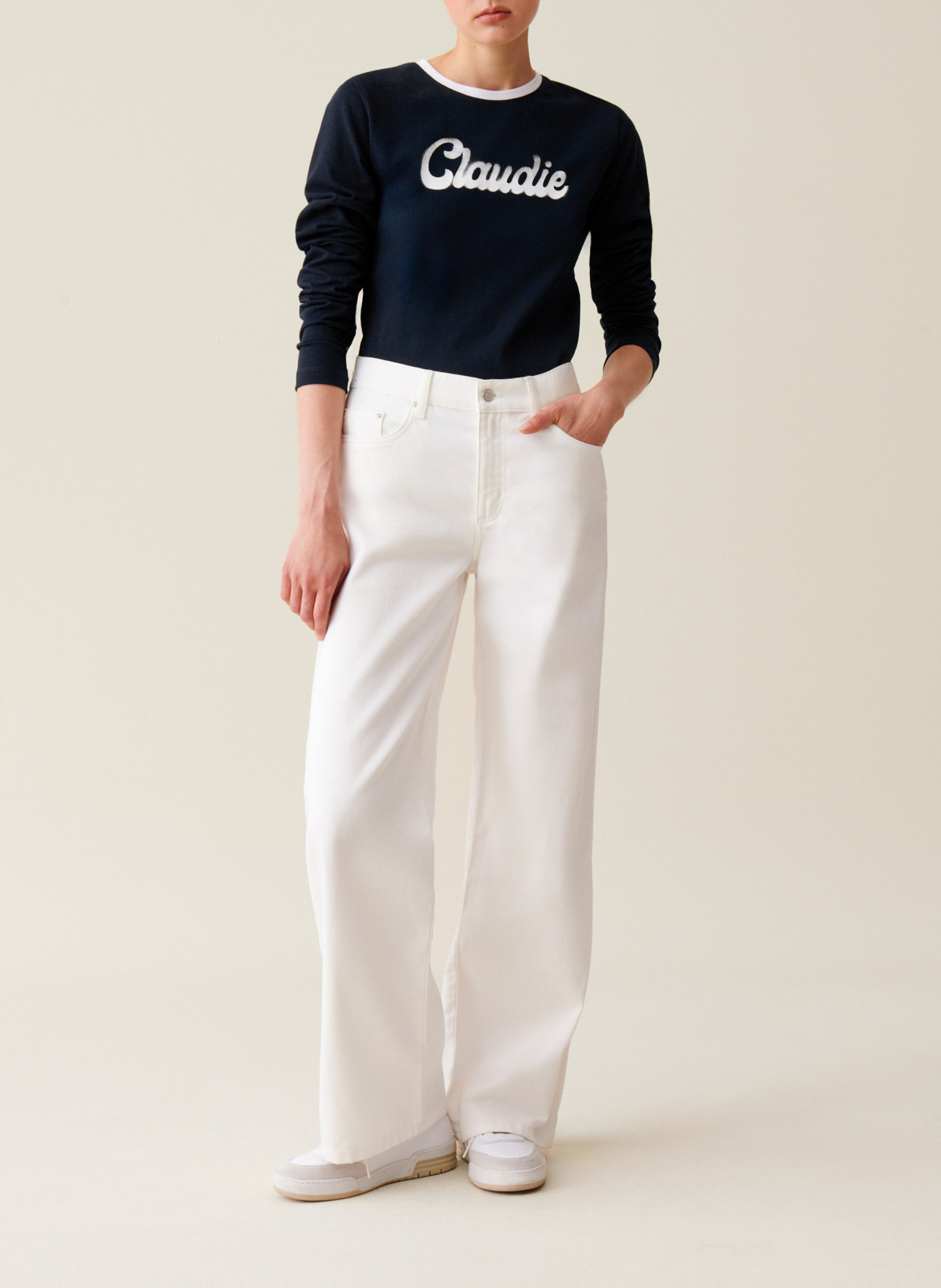 Tee-shirt manches longues en coton CLAUDIE PIERLOT Bleu