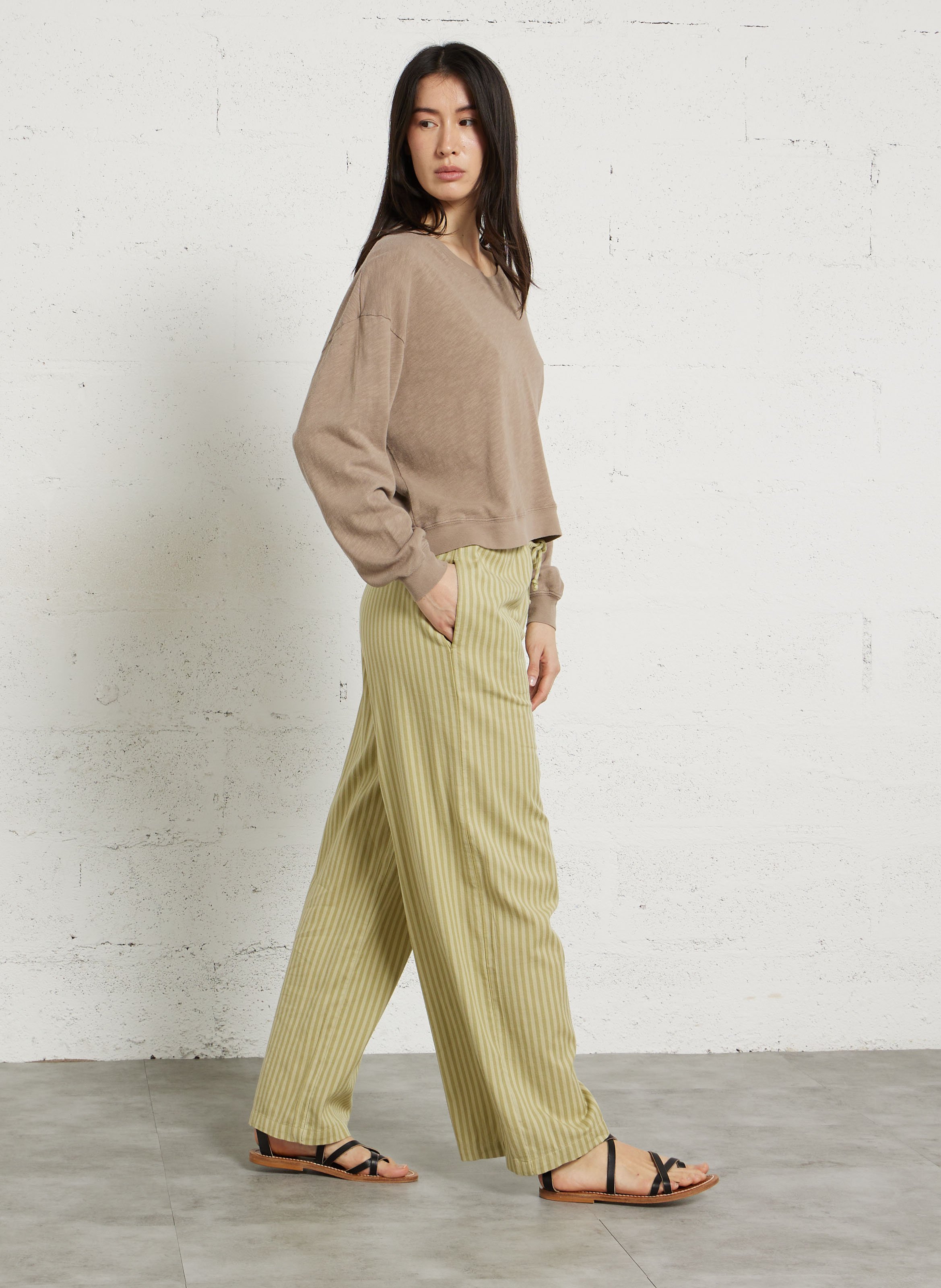 Tee-shirt droit col rond en coton sonoma Beige