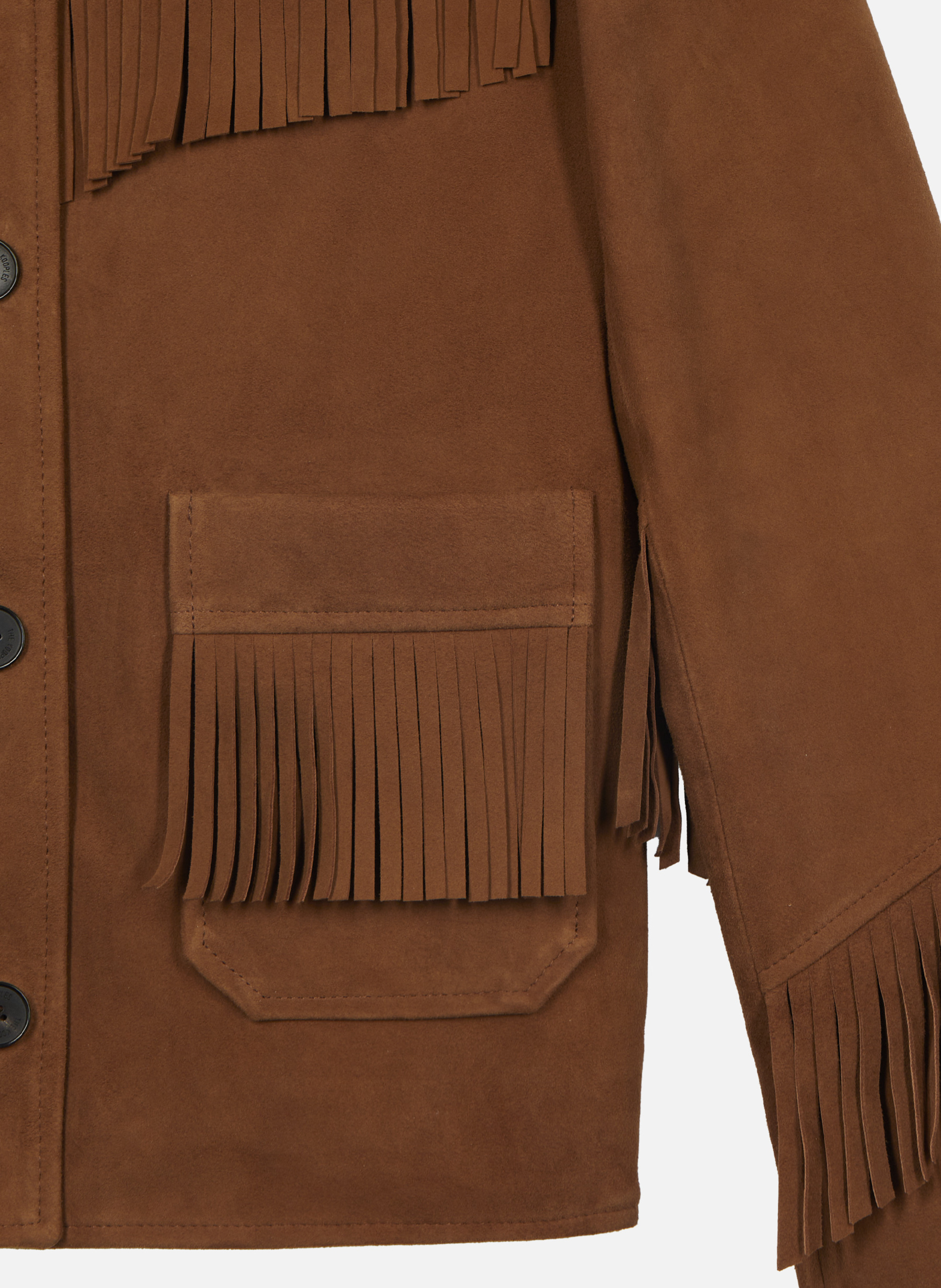 Blouson en cuir suède avec franges THE KOOPLES Marron